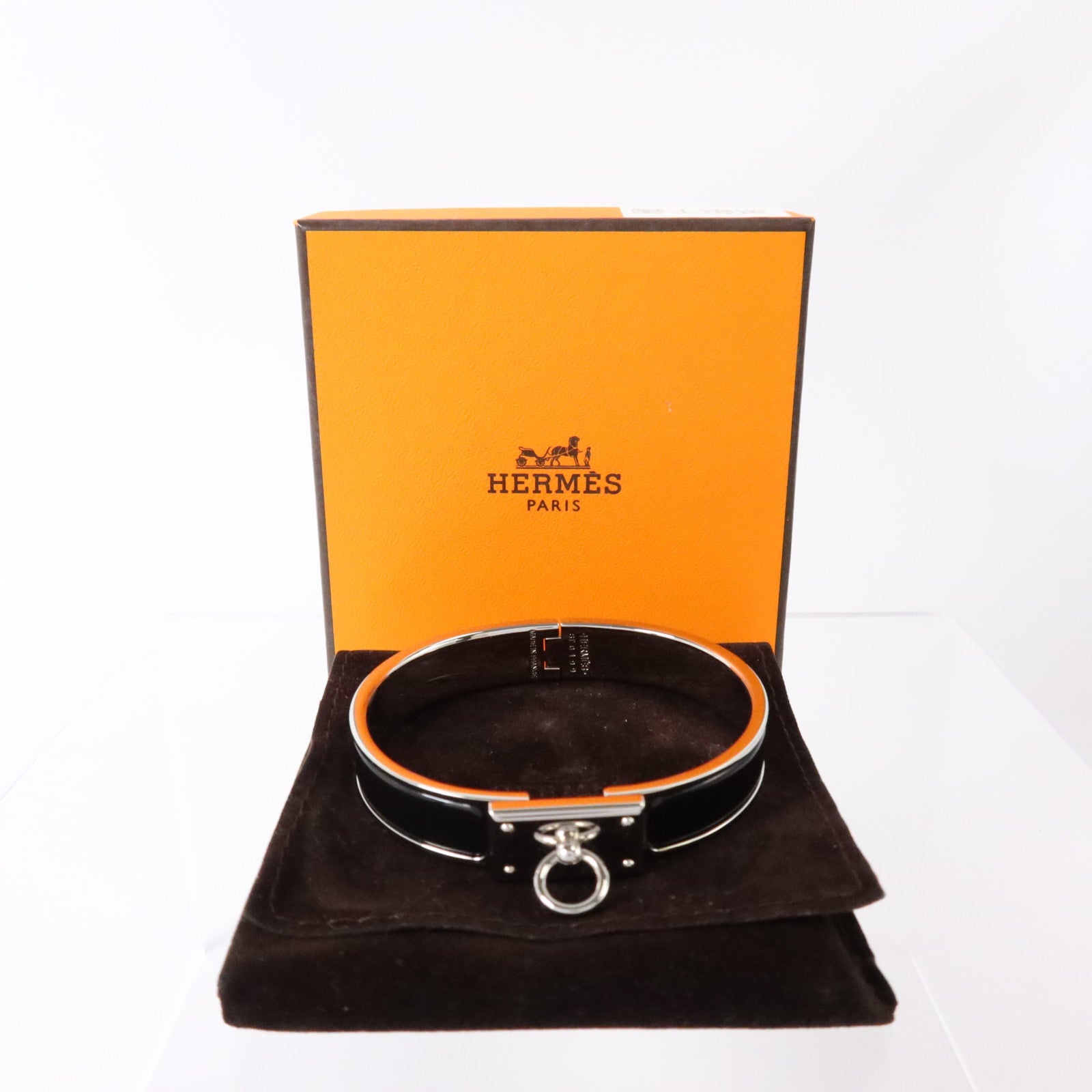 HERMES 金屬/琺瑯Clic Anneau Bracelet銀扣手鏈