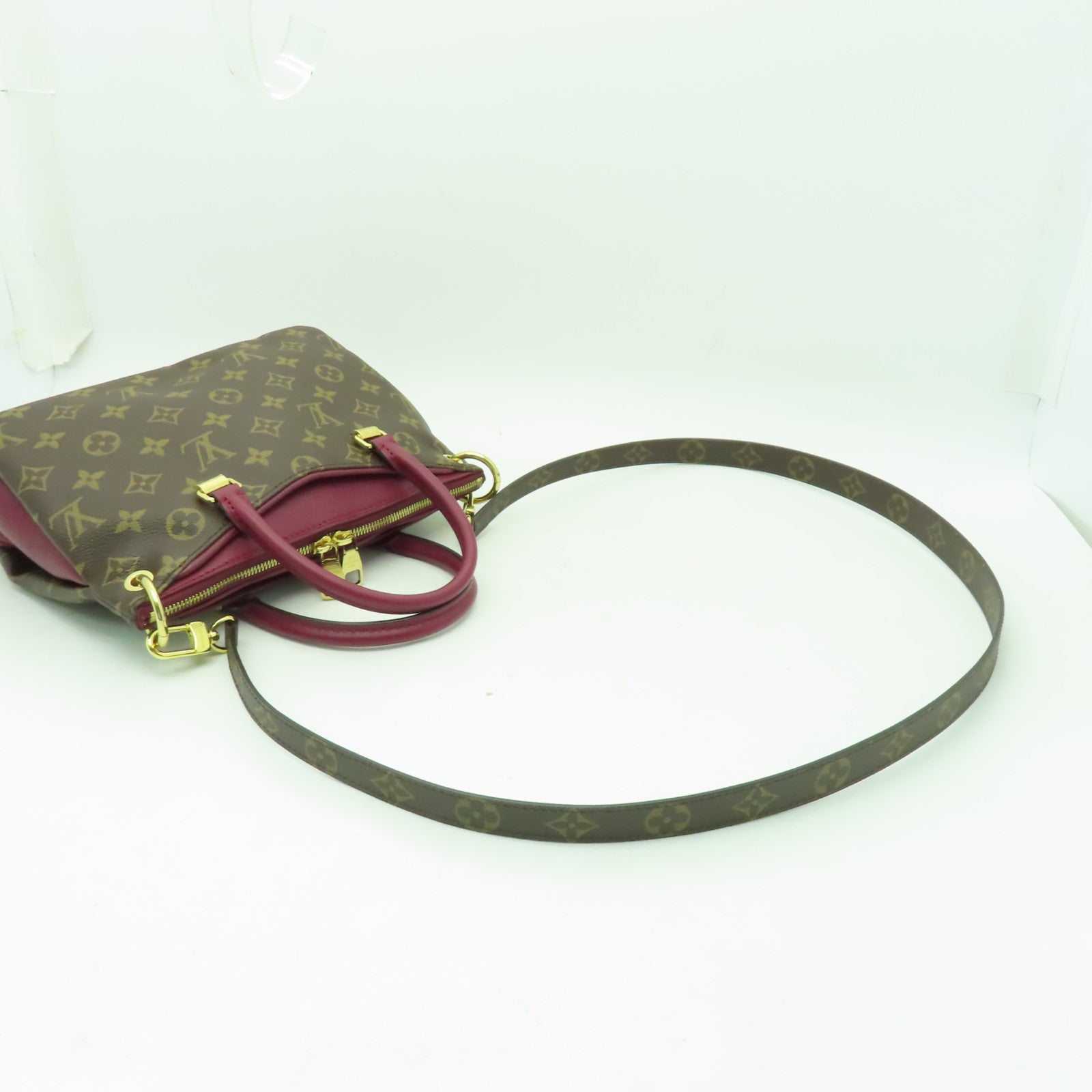 LOUIS VUITTON 【清倉大減價】Monogram Pallas BB金扣手挽肩背兩用袋酒紅色