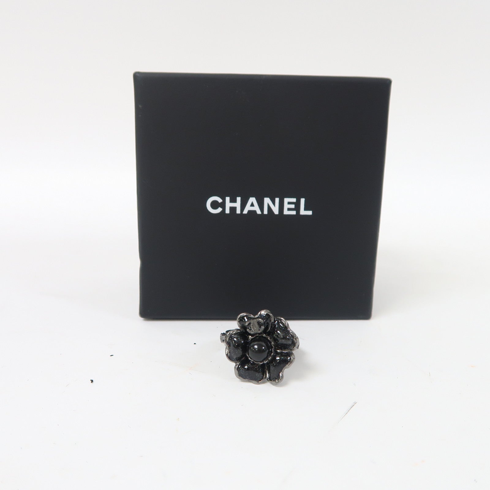 CHANEL 金屬Ring戒指黑色/灰色US#6.5