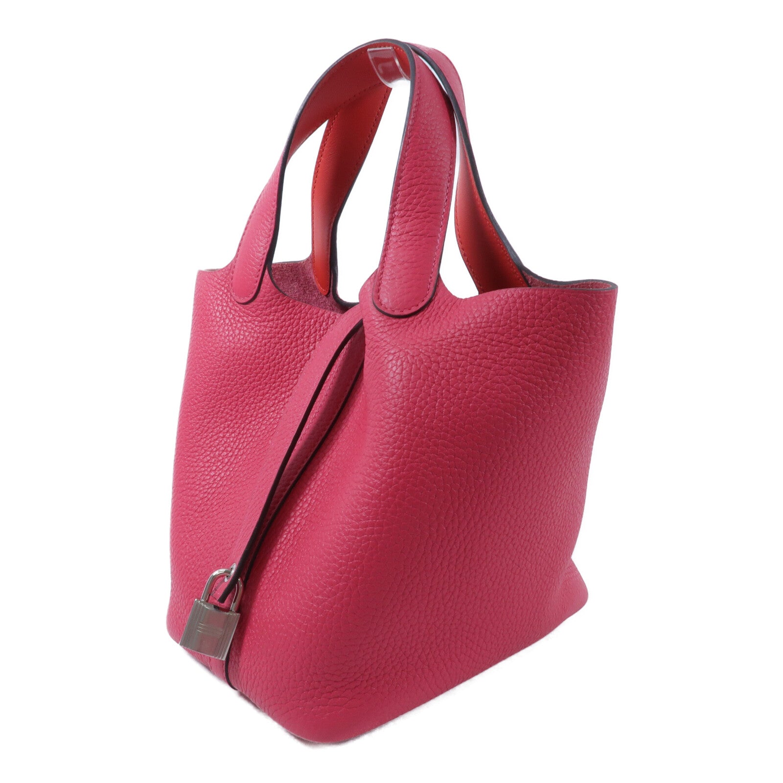 HERMES Clemence皮革Picotin PM手挽袋Rose Mexico