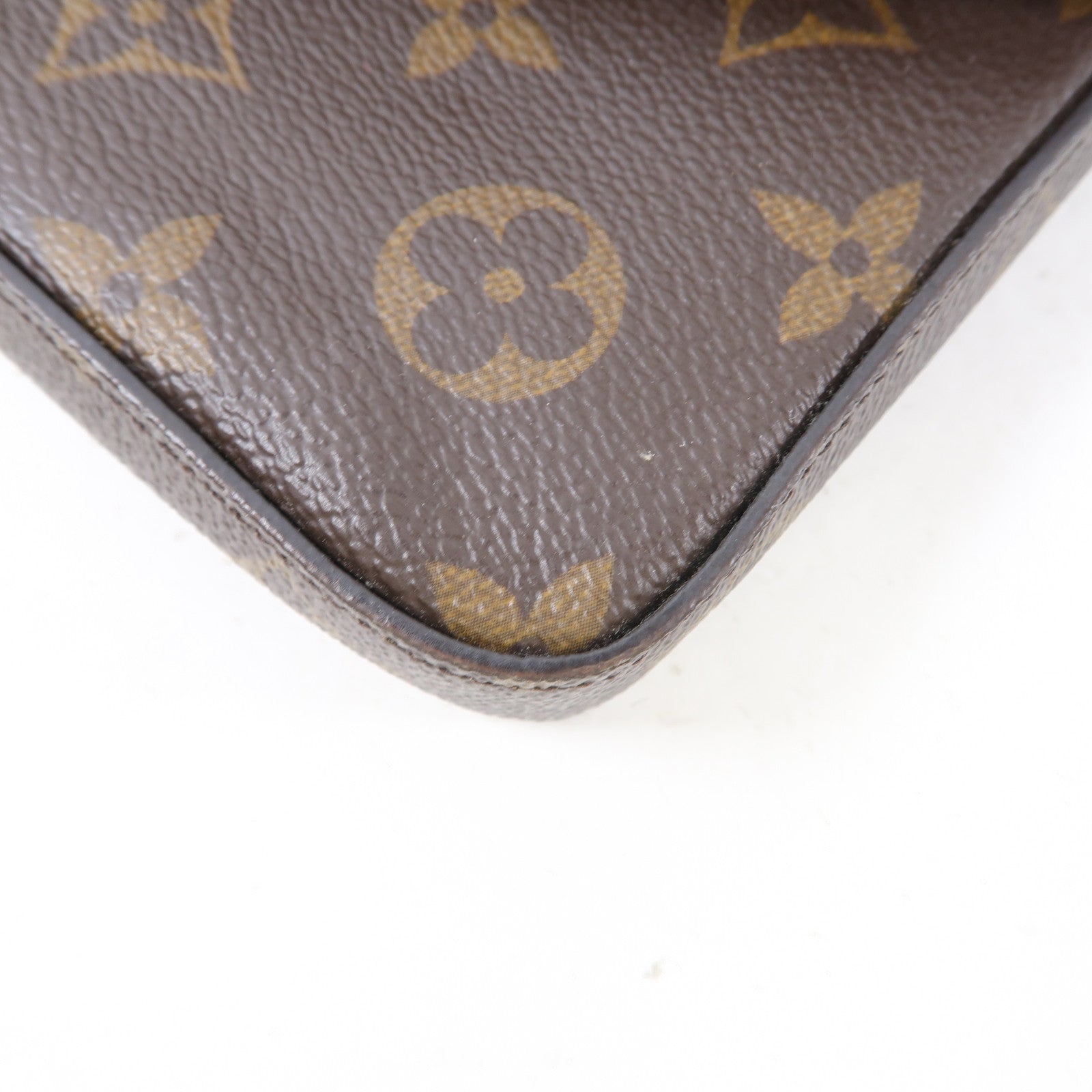 LOUIS VUITTON Monogram Pochette Felicie金扣鏈帶肩背袋棕色
