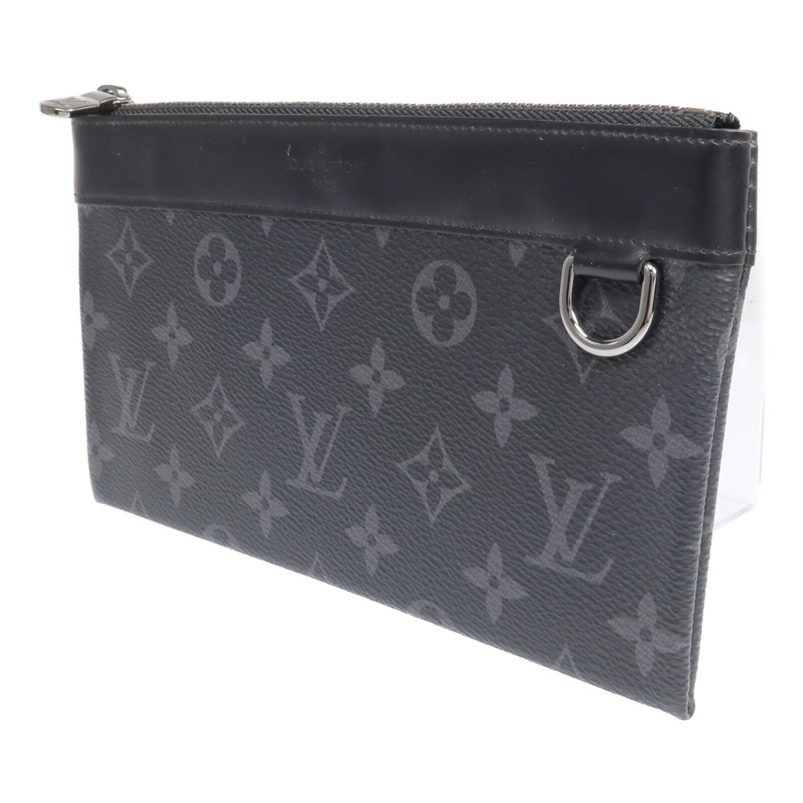 LOUIS VUITTON Monogram Eclipse Pochette Discovery PM銀扣手拿包