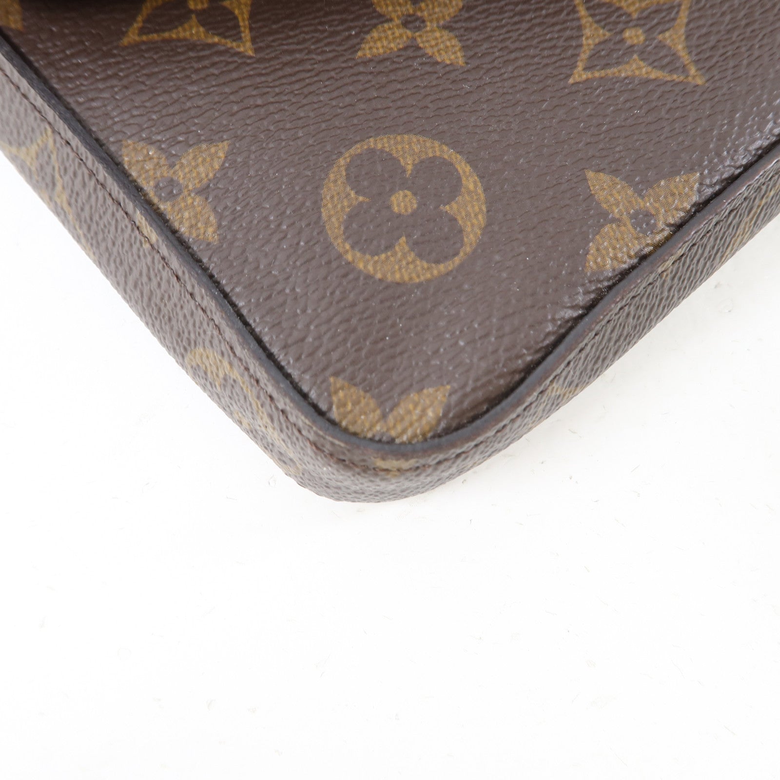 LOUIS VUITTON Monogram Pochette Felicie金扣鏈帶肩背袋棕色