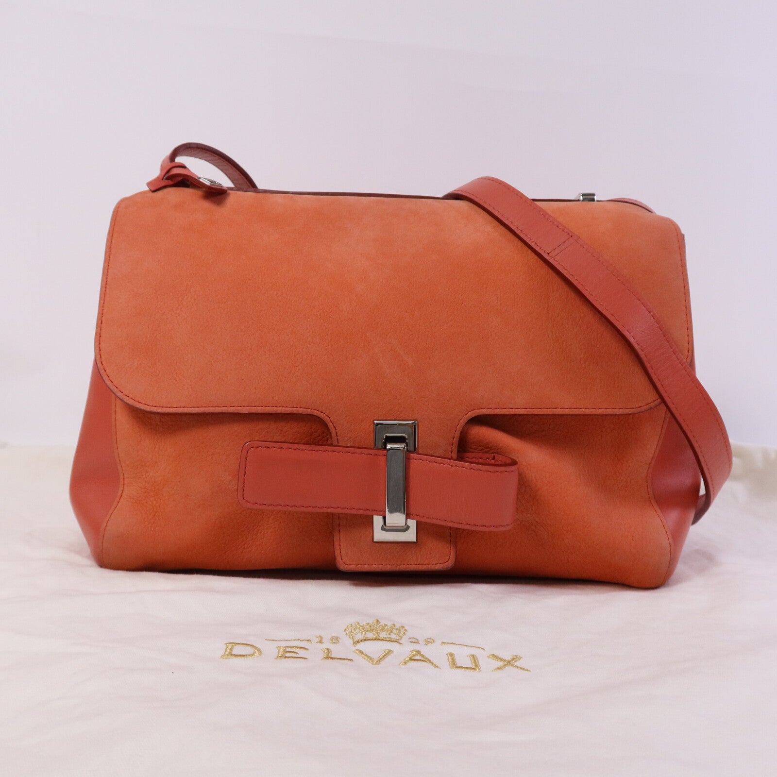 Delvaux 牛皮皮革Simplissime City銀扣肩背袋