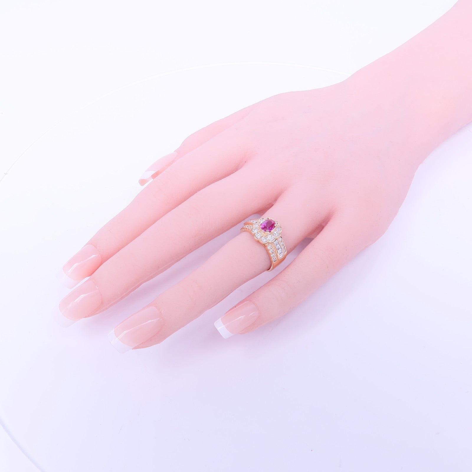 JEWELRY 【激減優惠】18K黃金Ruby Diamond Ring紅寶石/鑽石戒指US#5.5