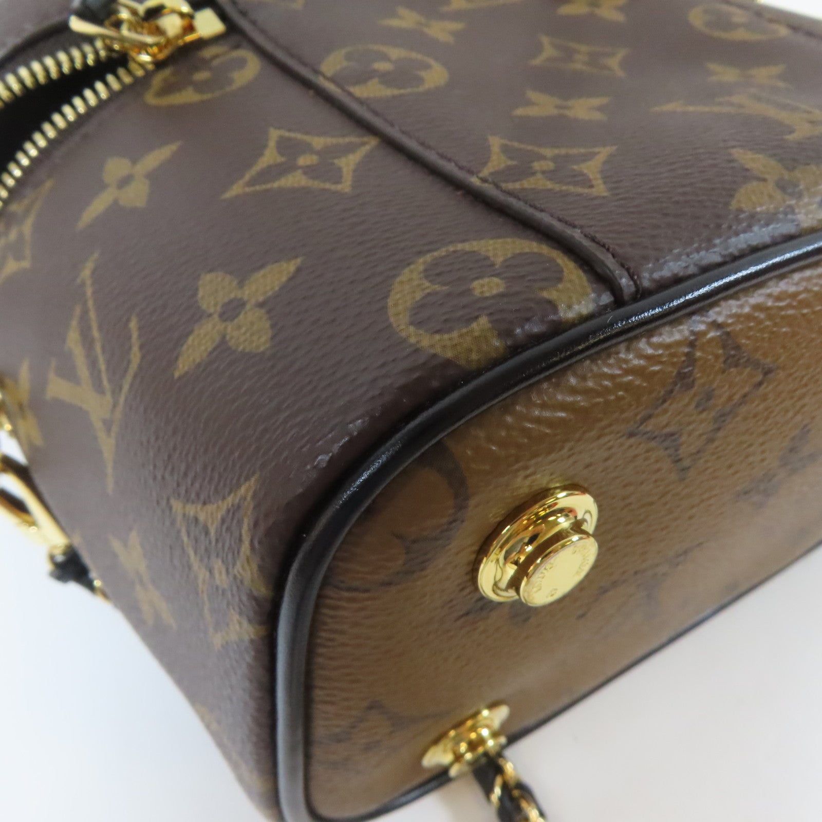 LOUIS VUITTON Monogram Vanity PM金扣鏈帶手挽肩背兩用袋啡色