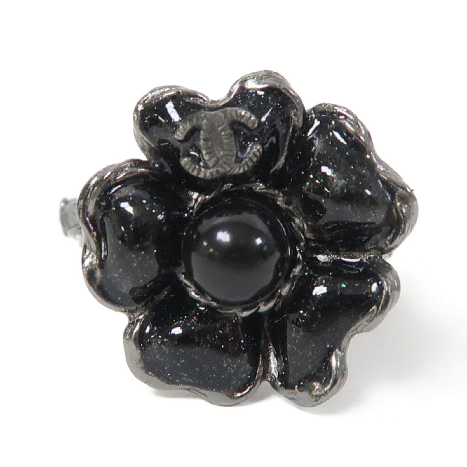 CHANEL 金屬Ring戒指黑色/灰色US#6.5