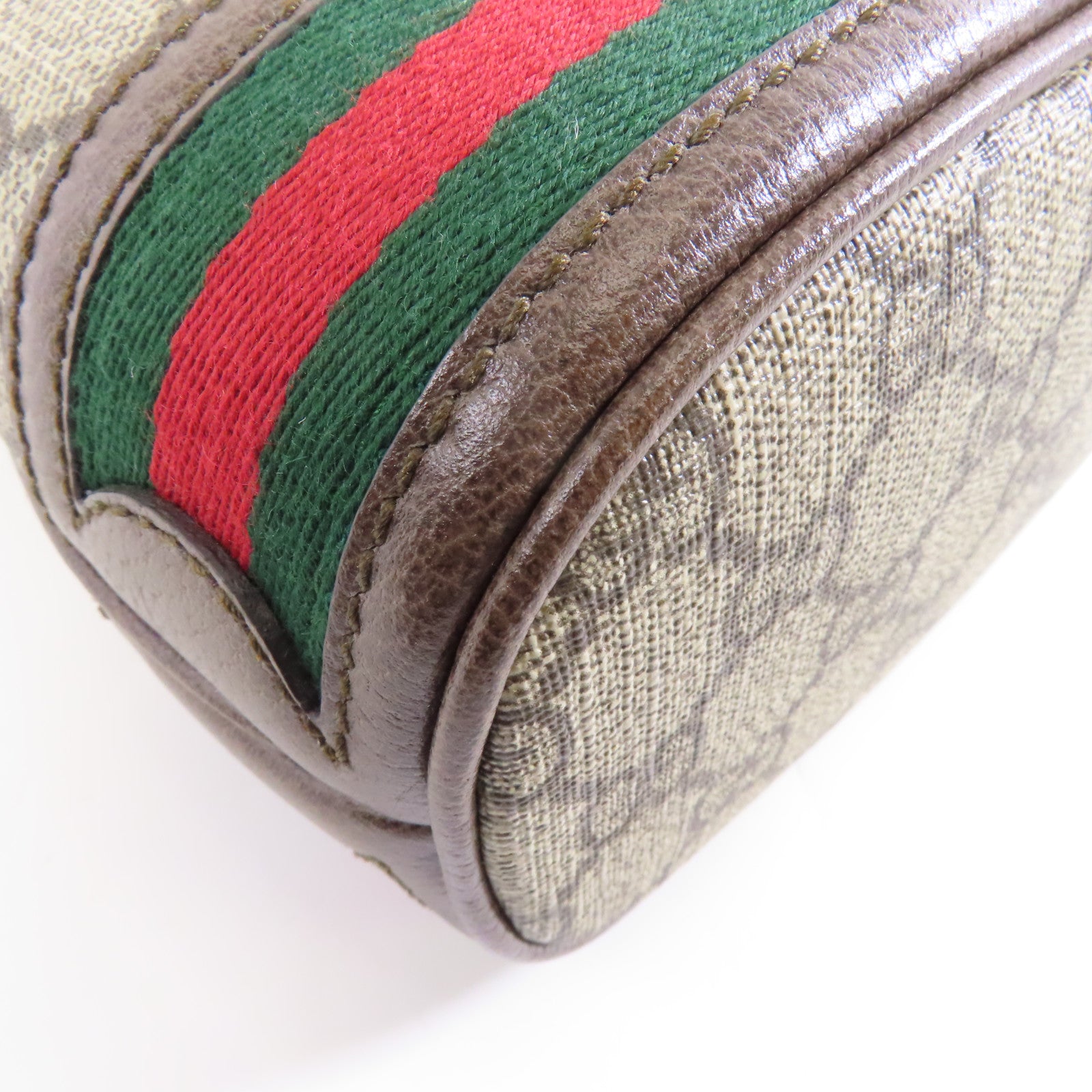 GUCCI 塗層帆布Shoulder Bag金扣肩背袋棕色