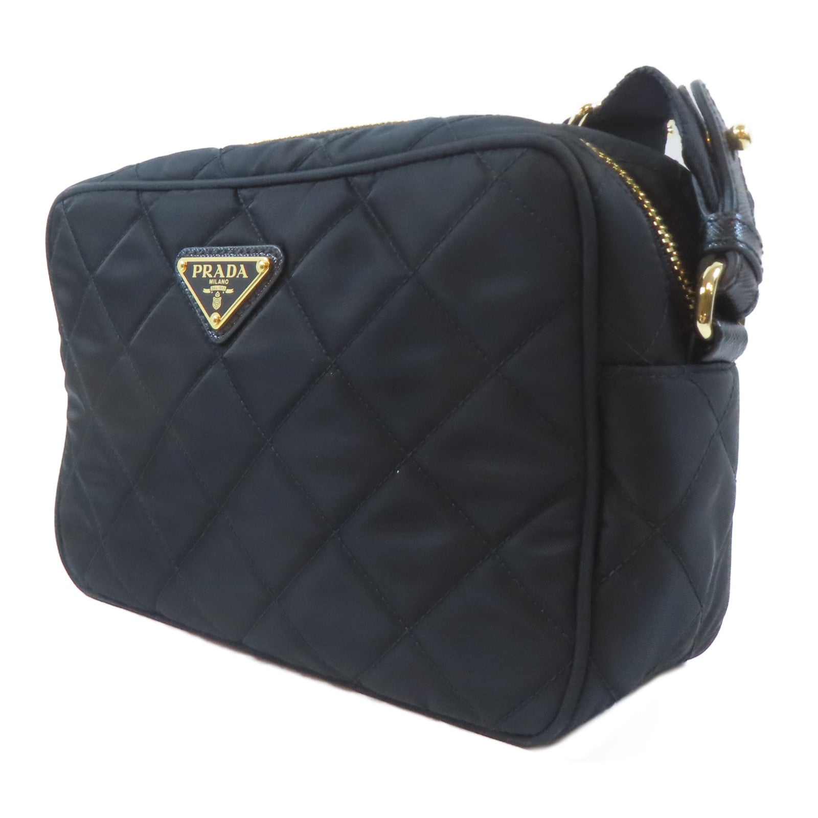 PRADA 尼龍Shoulder Bag金扣肩背袋黑色