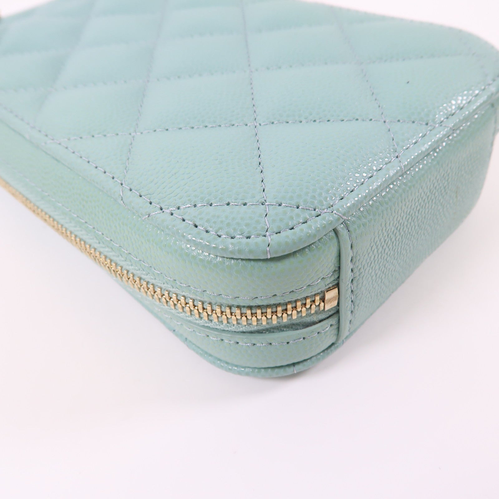 CHANEL CC GHW Phone Bag Shoulder Bag Calfskin Leather Green