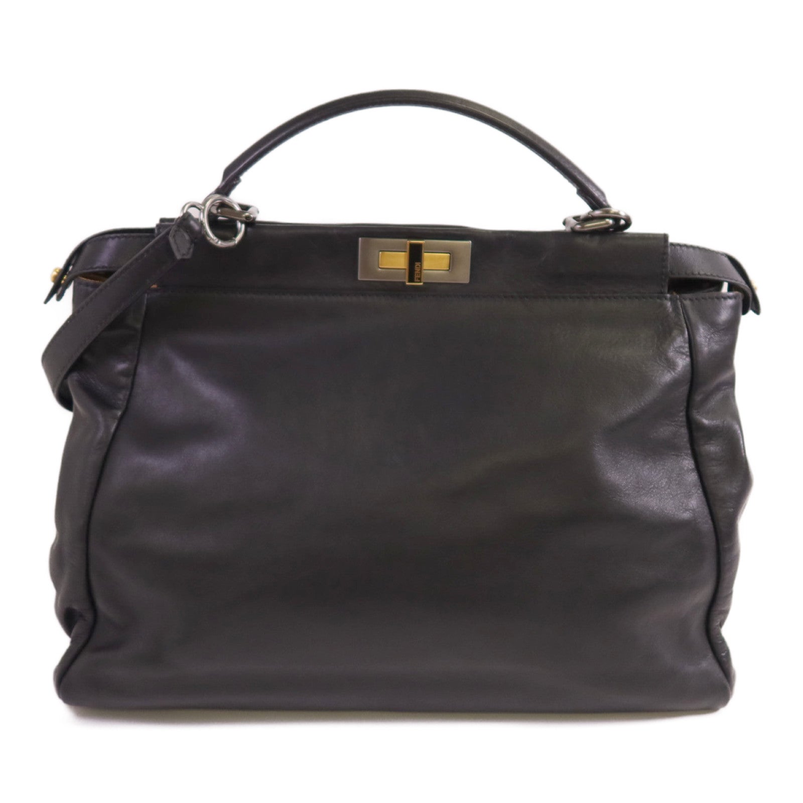 FENDI 【激減優惠】牛皮皮革Peekaboo金扣手挽肩背兩用袋