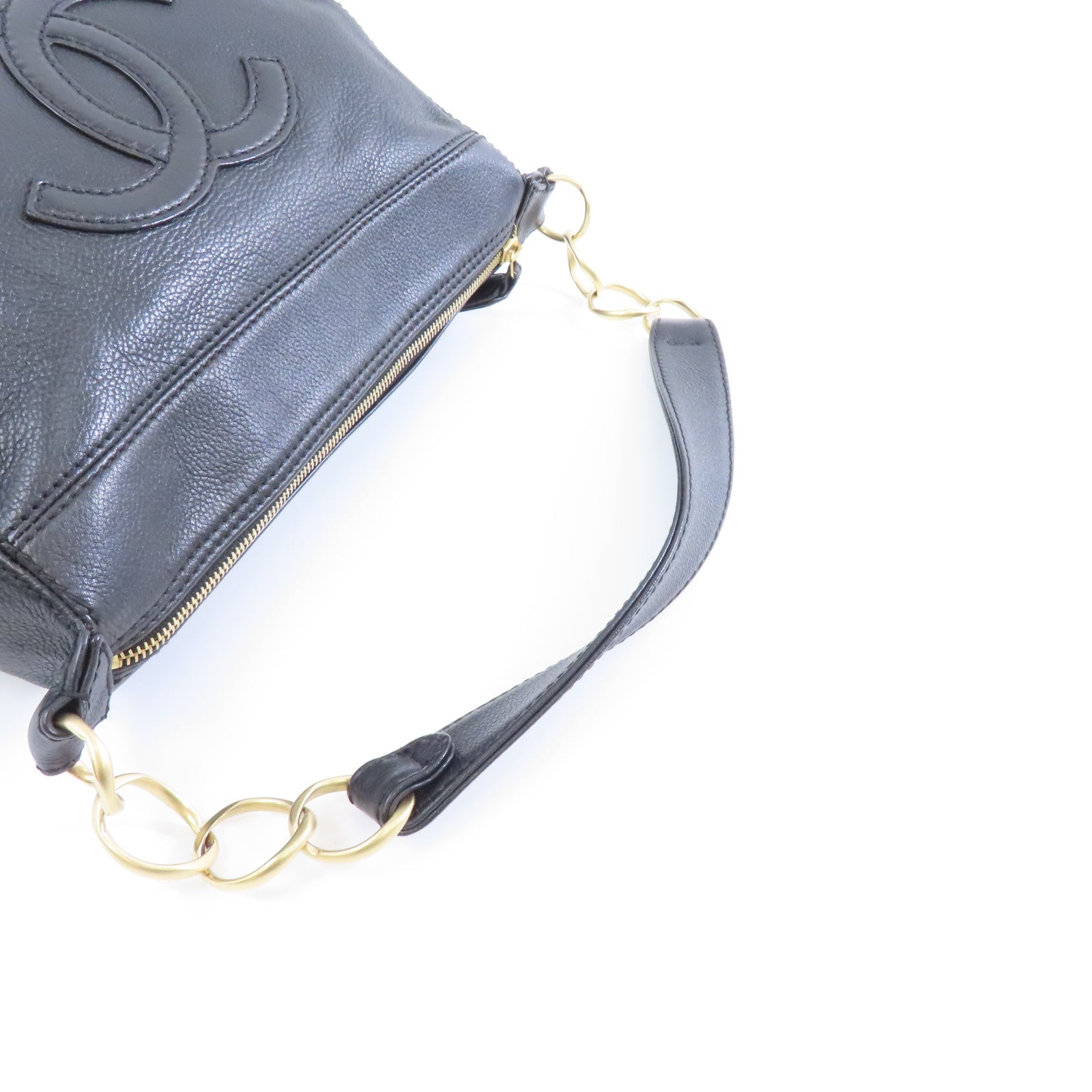 CHANEL 牛皮皮革Shoulder Bag金扣肩背袋黑色