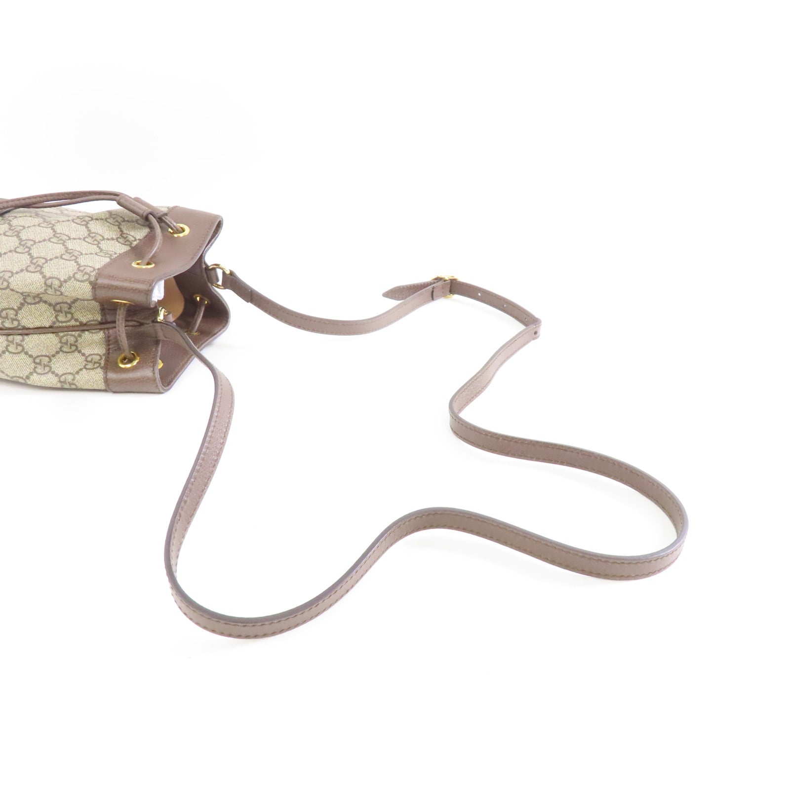 GUCCI 塗層帆布Shoulder Bag金扣肩背袋棕色