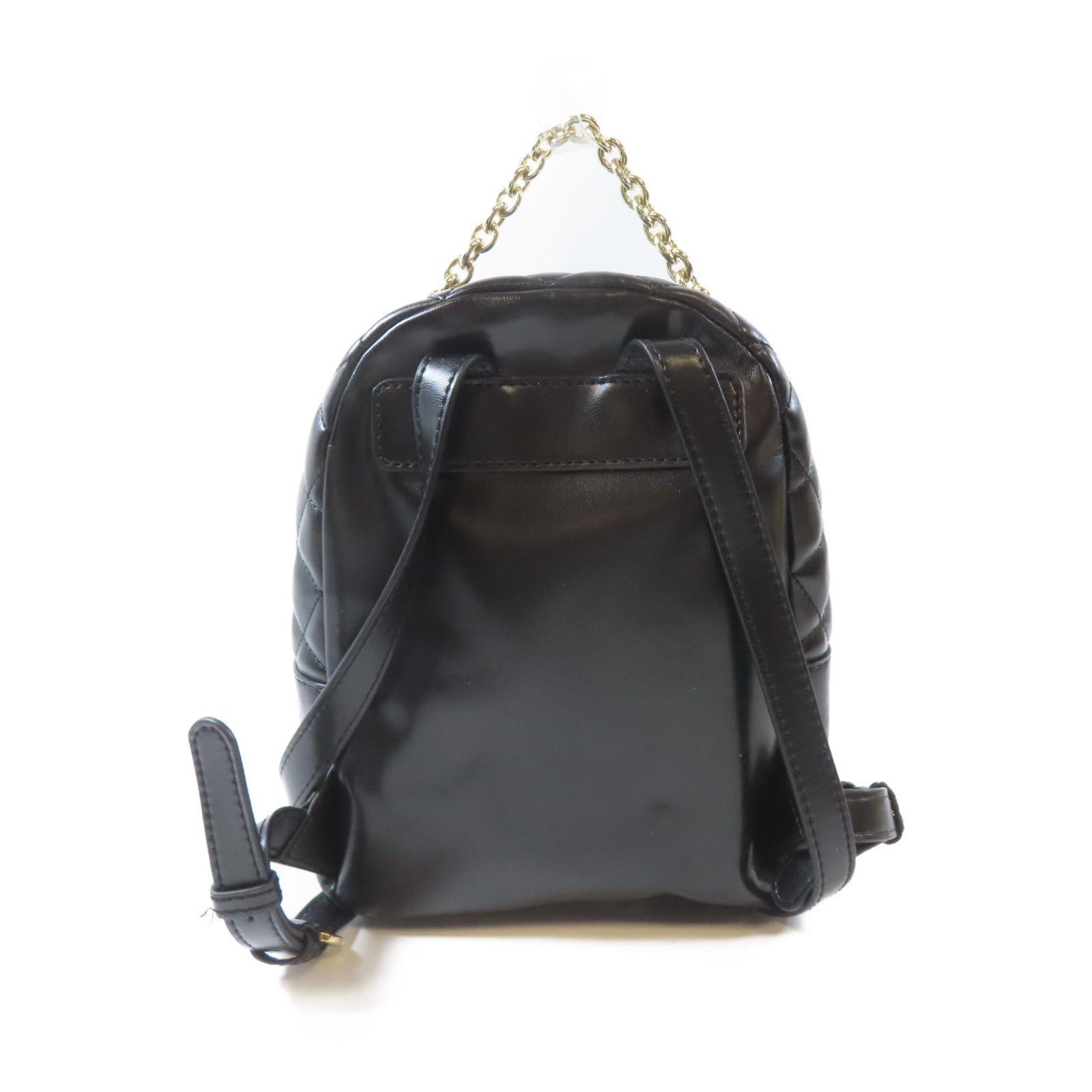 MOSCHINO 菱格塗層帆布Backpack金扣背包黑色