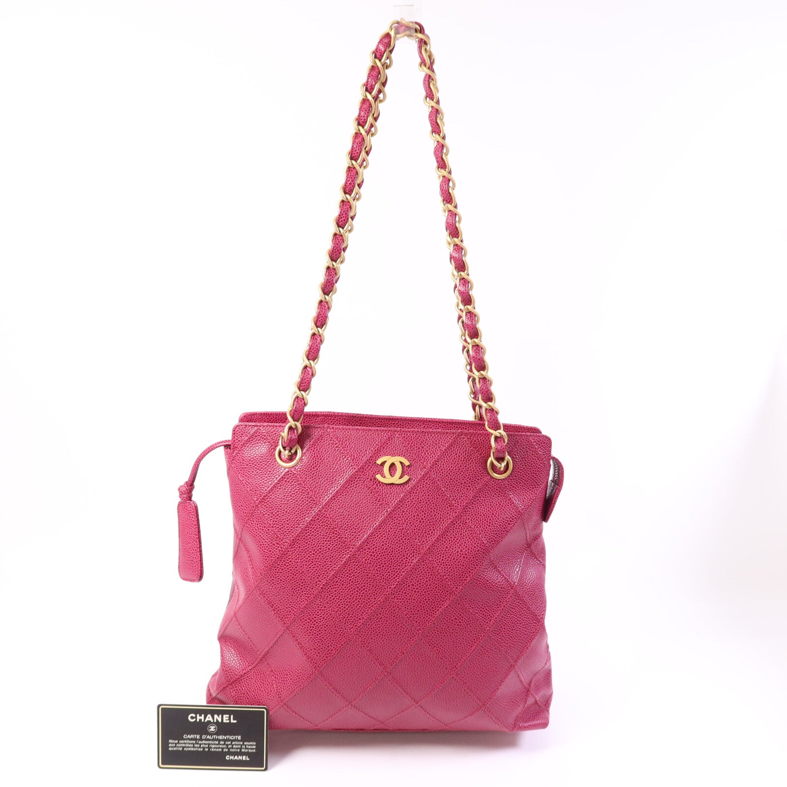 CHANEL 牛皮皮革Bicolore Chain Tote金扣手挽袋