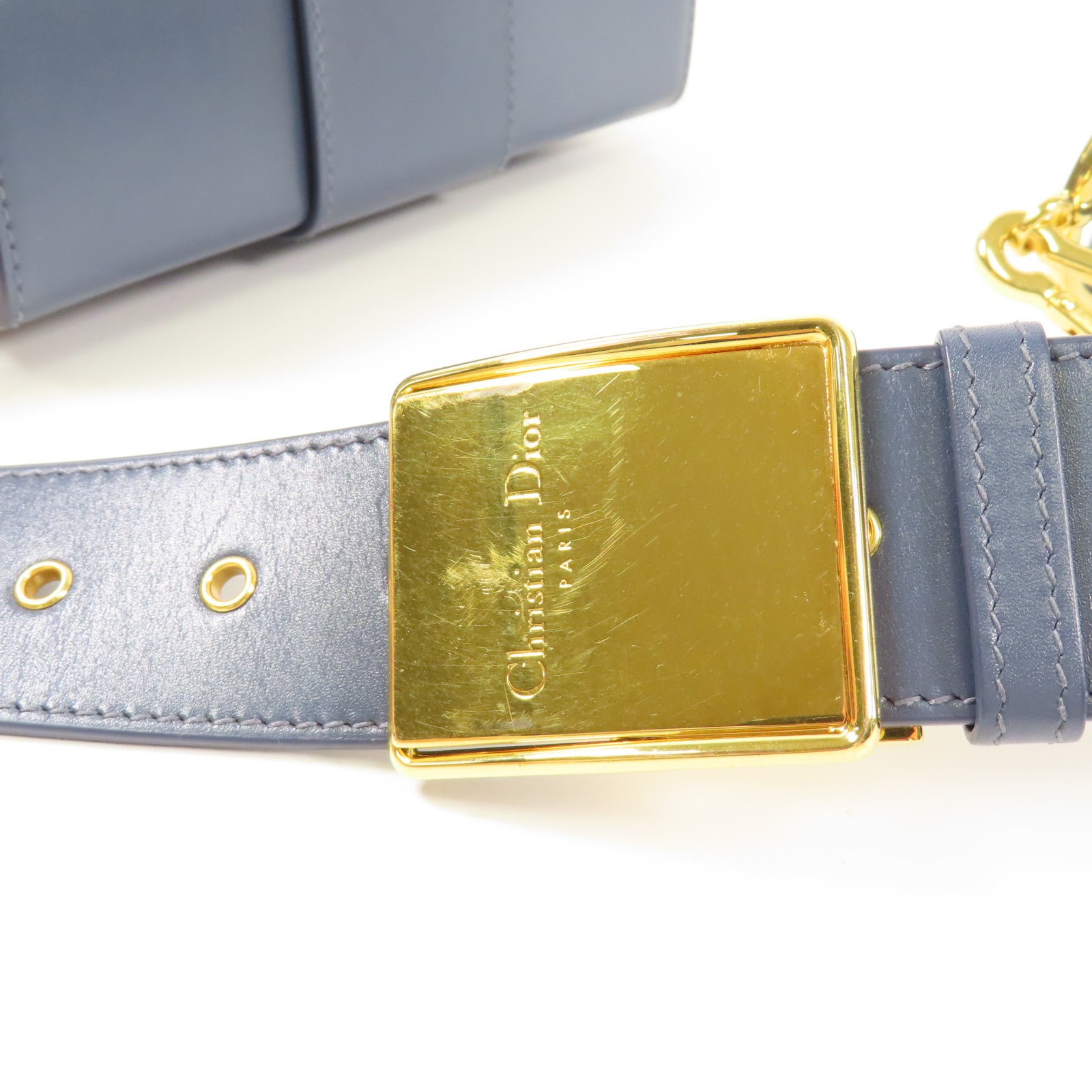 Dior GHW 30 Montaigne Shoulder Bag Calfskin Leather Blue