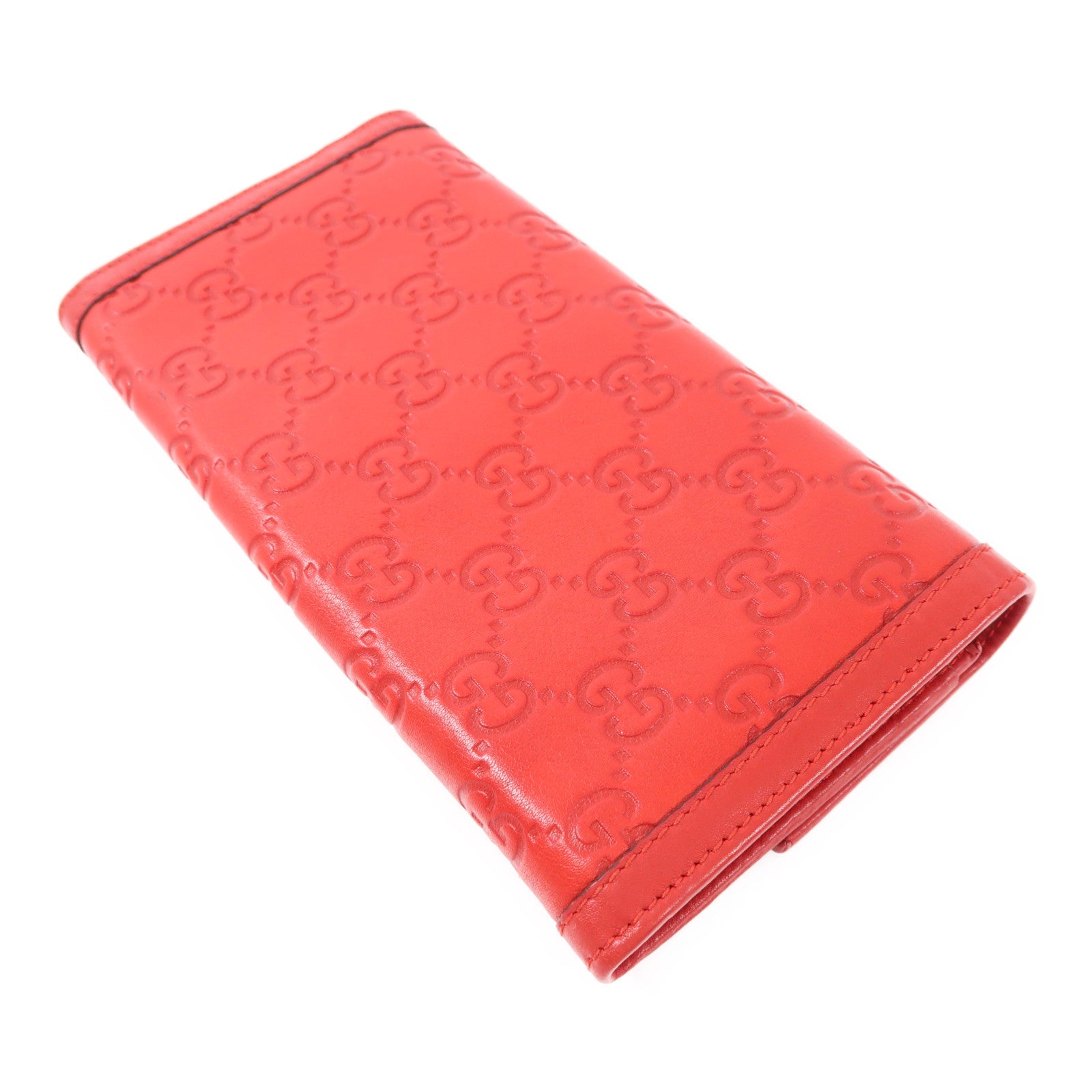 GUCCI GG GHW Long Wallet 282434 Calfskin Leather Red