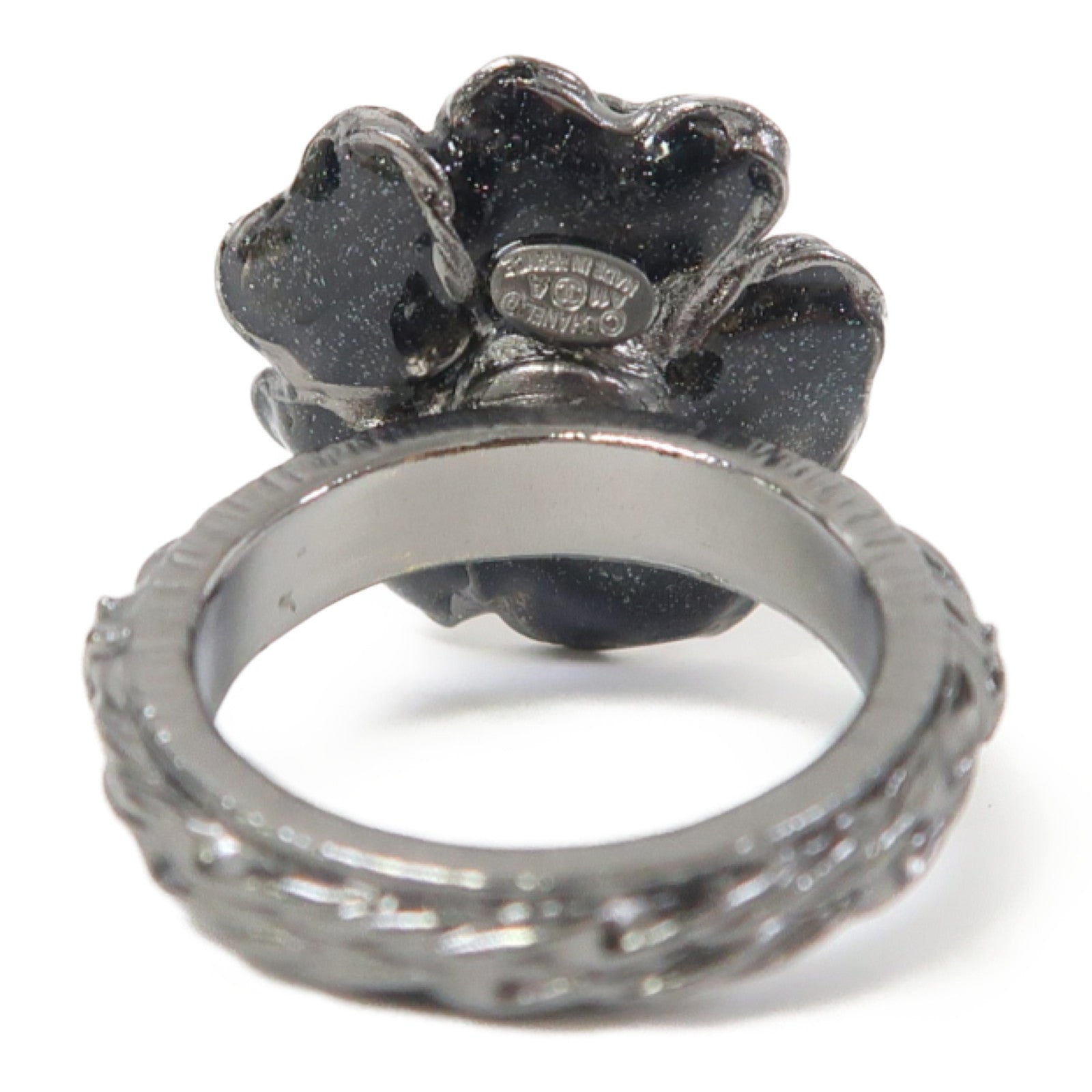 CHANEL 金屬Ring戒指黑色/灰色US#6.5