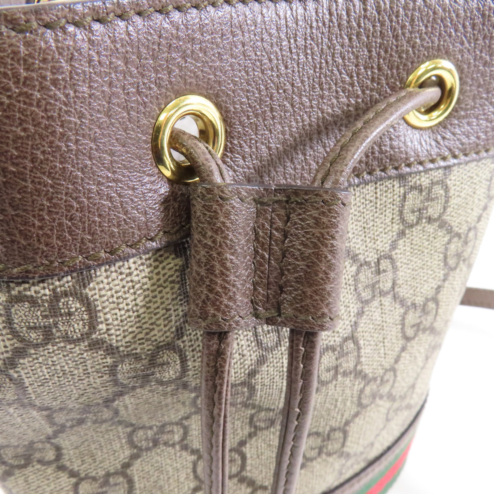 GUCCI 塗層帆布Shoulder Bag金扣肩背袋棕色