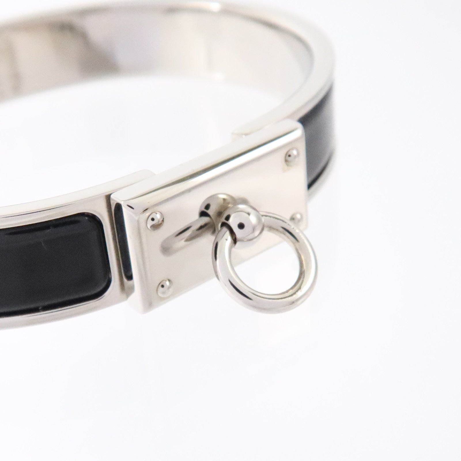 HERMES 金屬/琺瑯Clic Anneau Bracelet銀扣手鏈