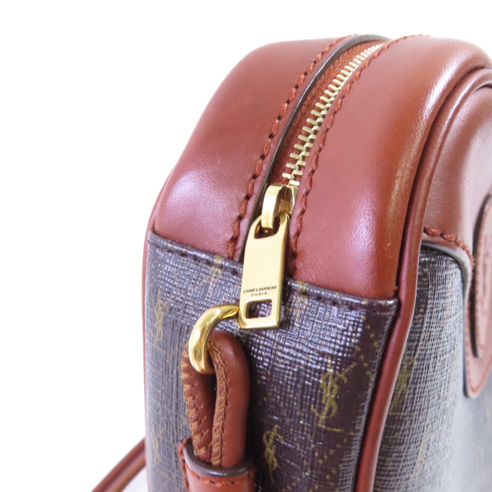 SAINT LAURENT 牛皮皮革 Le Monogram Coeur Shoulder Bag金扣肩背袋啡色