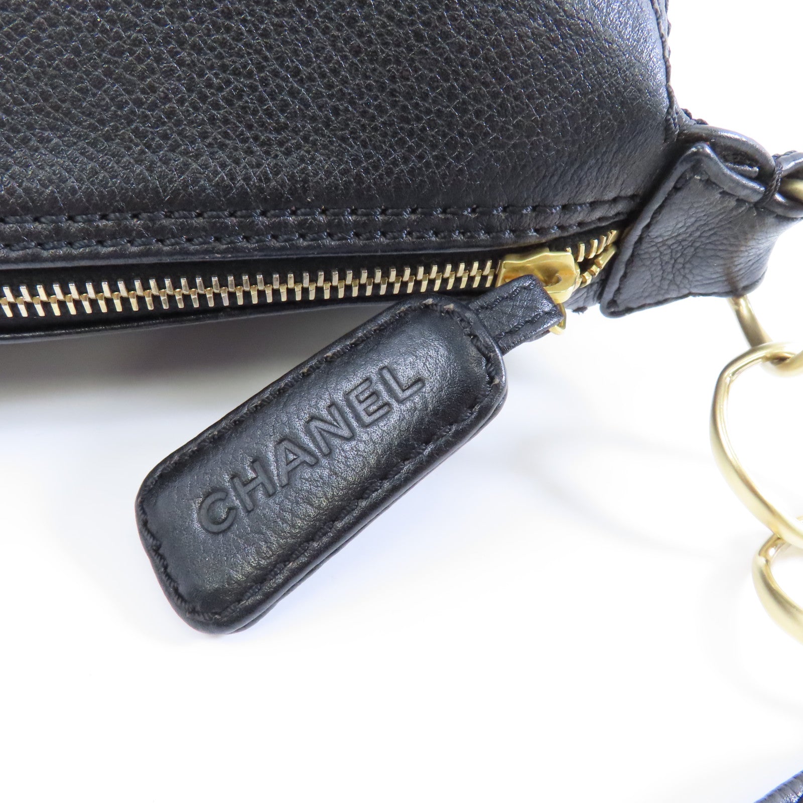 CHANEL 牛皮皮革Shoulder Bag金扣肩背袋黑色