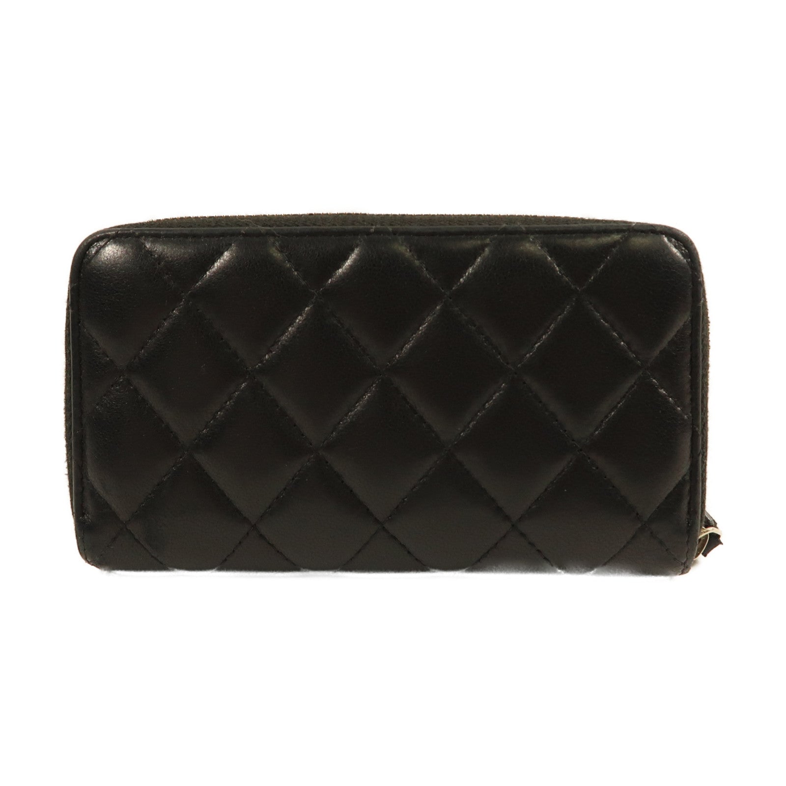 CHANEL 羊皮皮革Pouch Wallet金扣錢包黑色