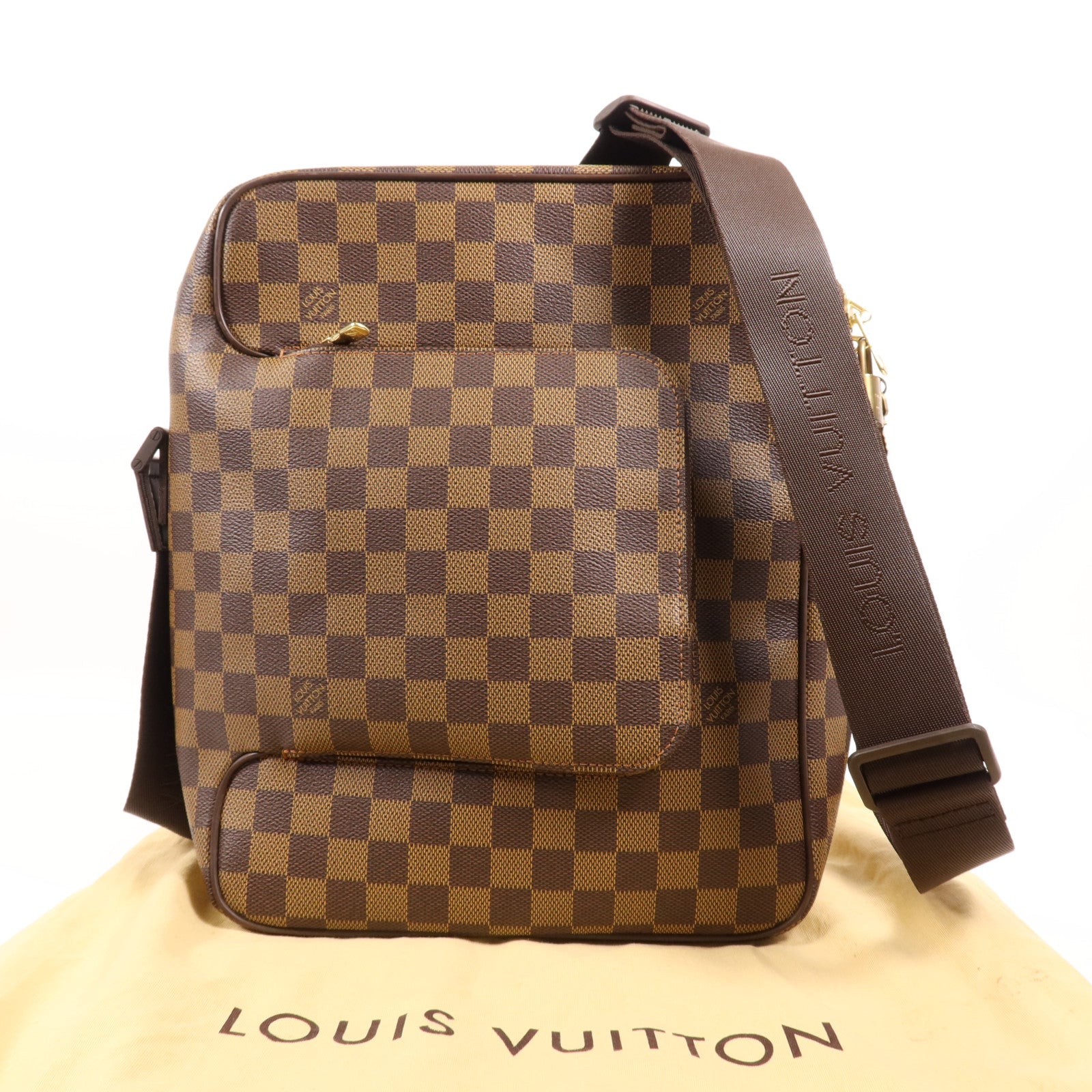 LOUIS VUITTON Damier Olaf MM金扣肩背袋