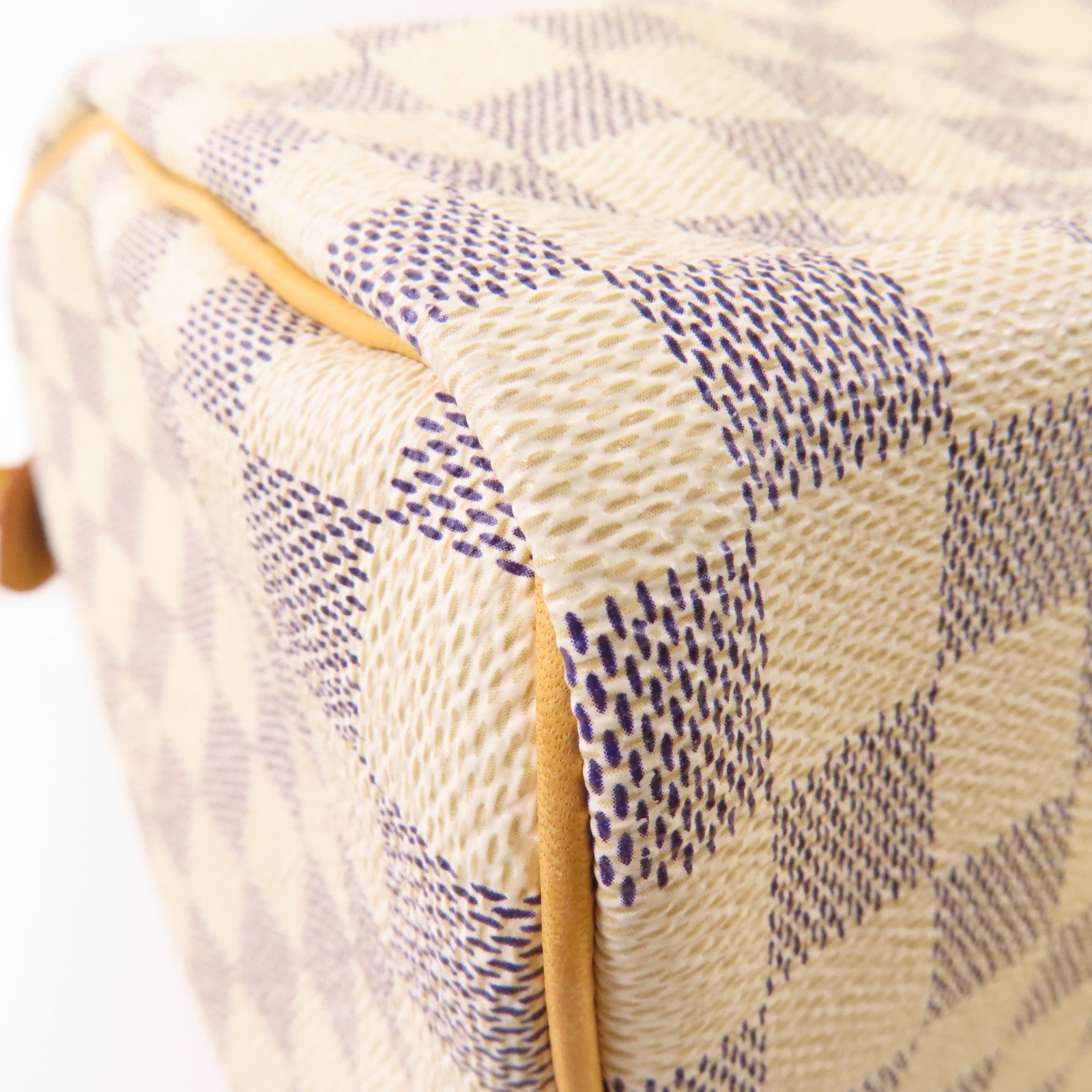 LOUIS VUITTON Damier Azur Speedy 30金扣手挽袋白色