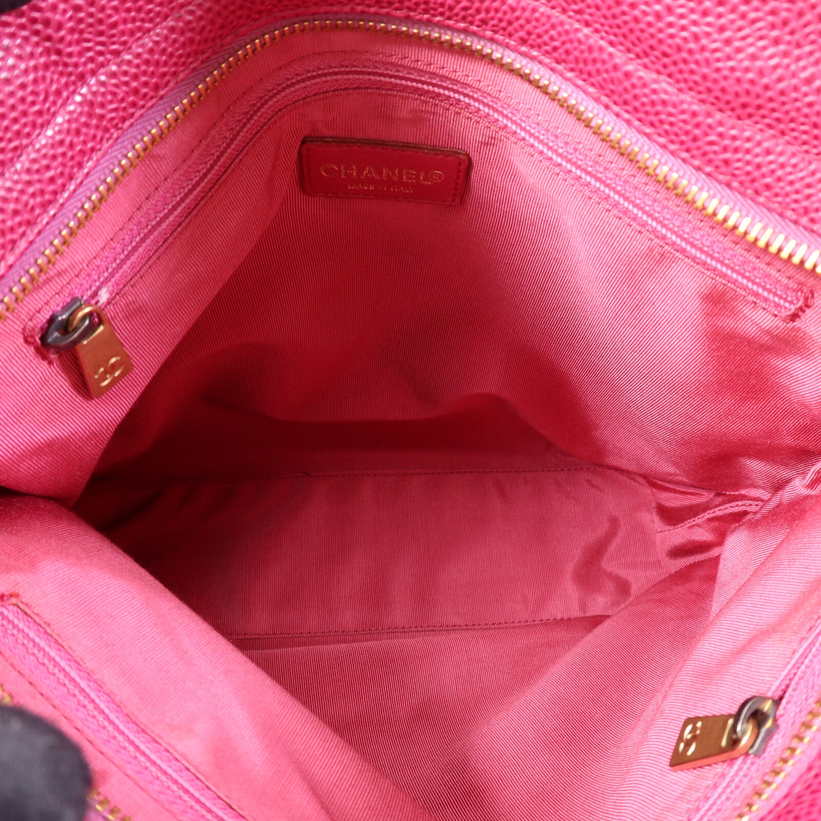 CHANEL 牛皮皮革Bicolore Chain Tote金扣手挽袋