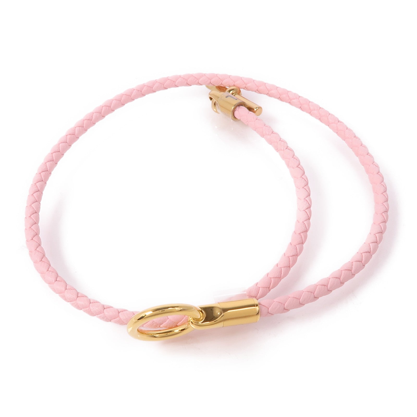 HERMES 皮革Glenan Double Tour金扣手鐲Rose Sakura