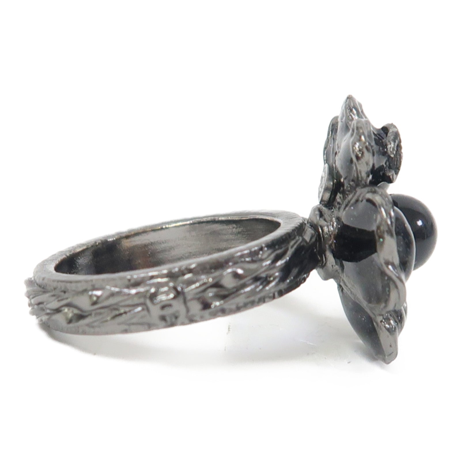 CHANEL 金屬Ring戒指黑色/灰色US#6.5