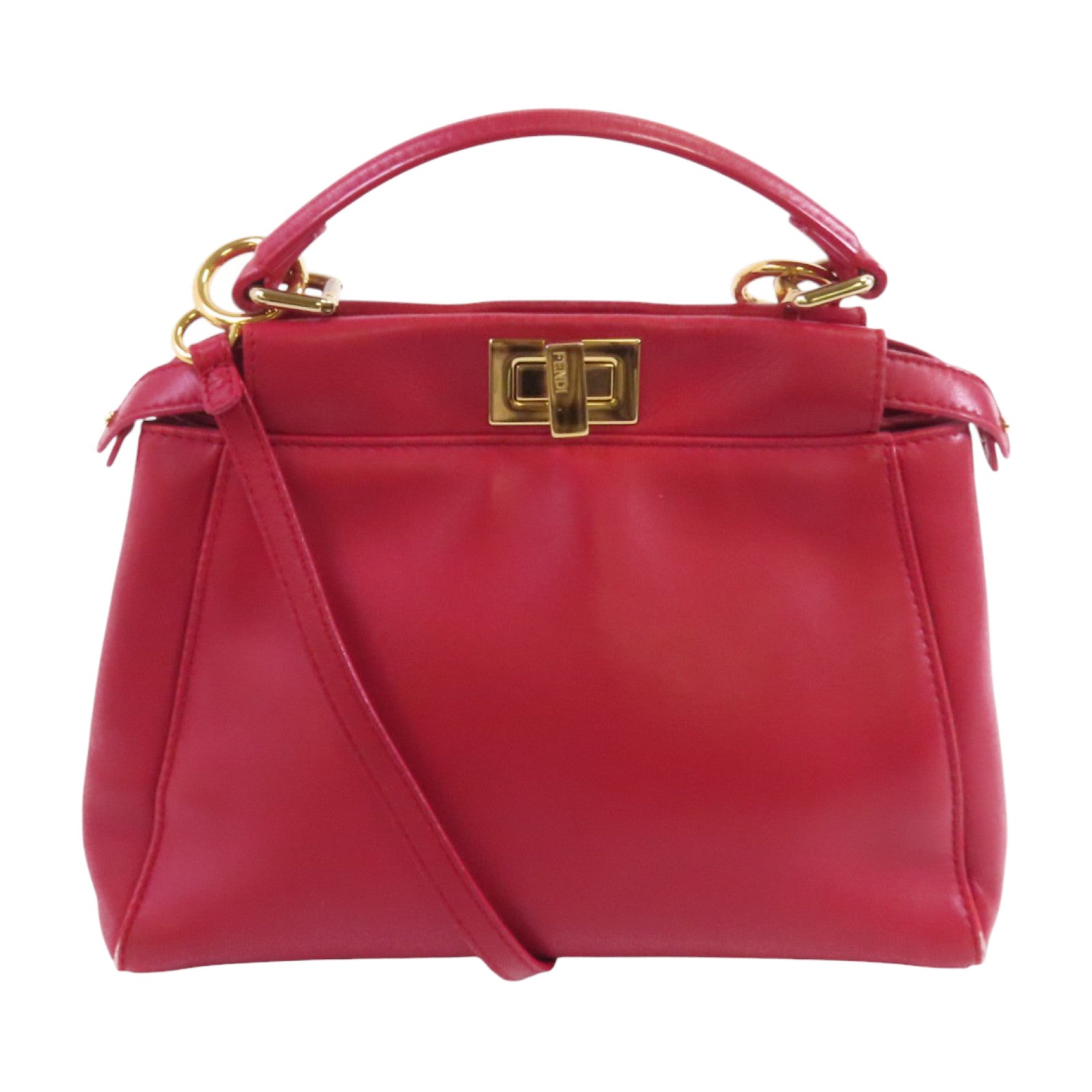 FENDI 羊皮皮革Peekaboo Mini金扣手挽肩背兩用袋