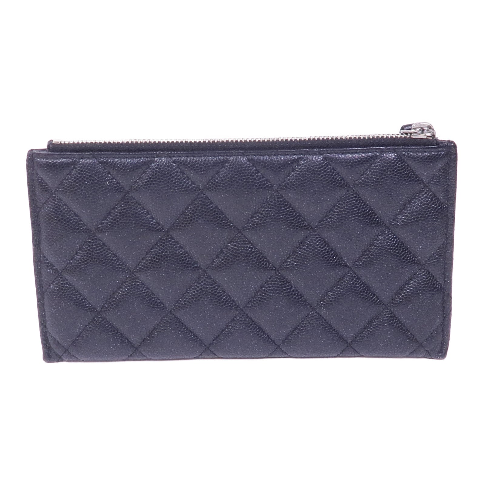 CHANEL 牛皮皮革Zipped Wallet銀扣長錢包