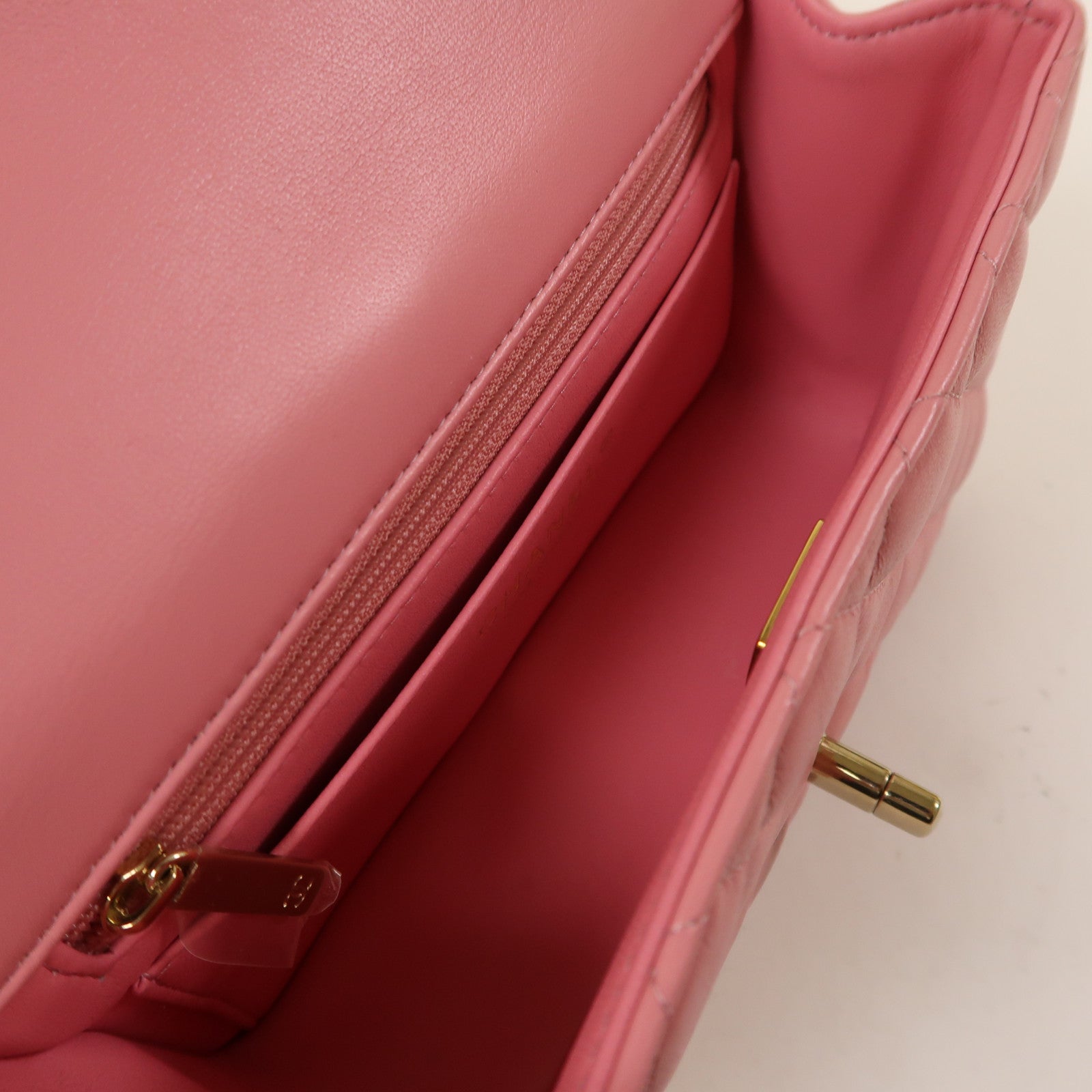 CHANEL 羊皮皮革Mini Flap Bag With Top Handle金扣手挽肩背兩用袋粉紅色