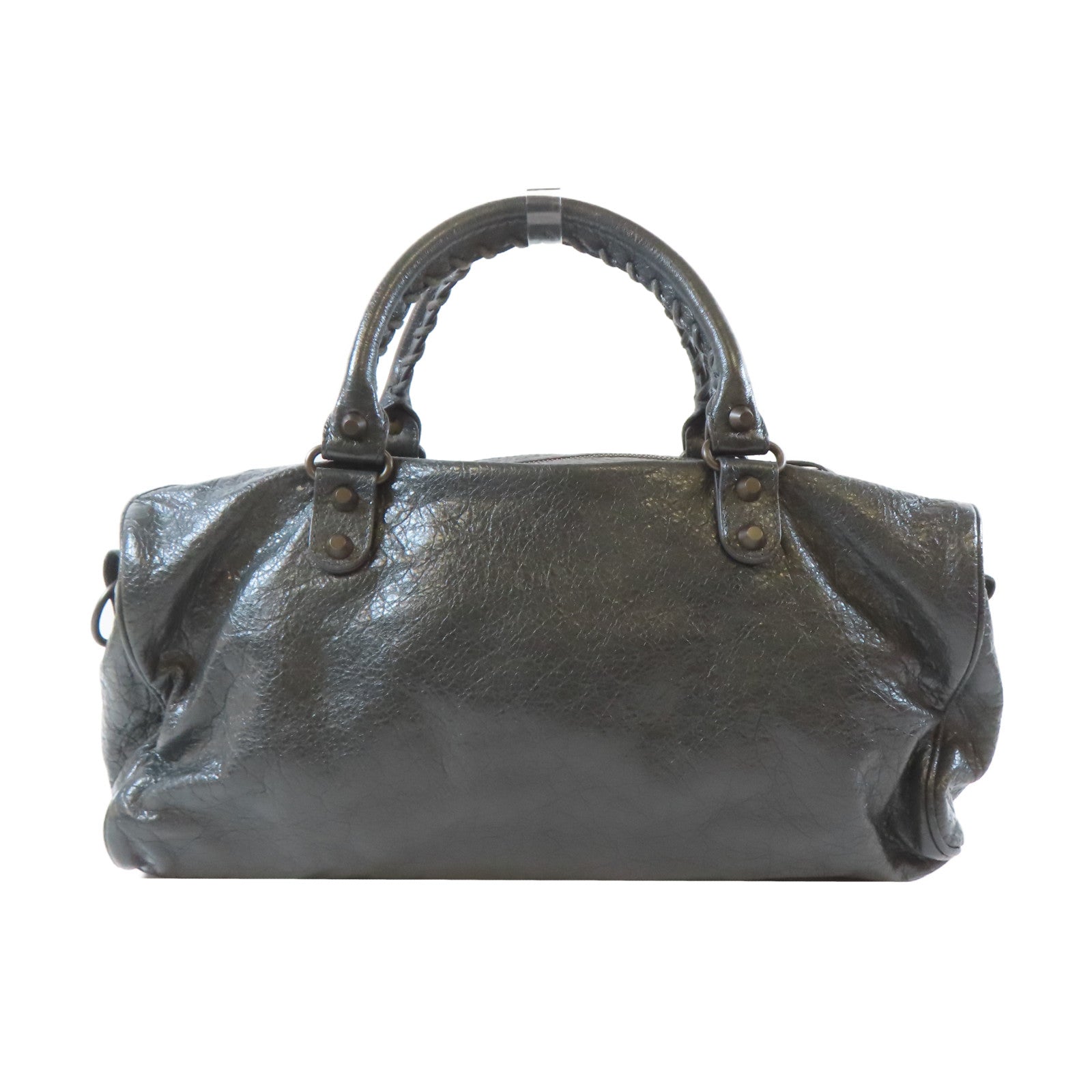 BALENCIAGA 牛皮皮革Twiggy黑扣手挽肩背兩用袋灰色