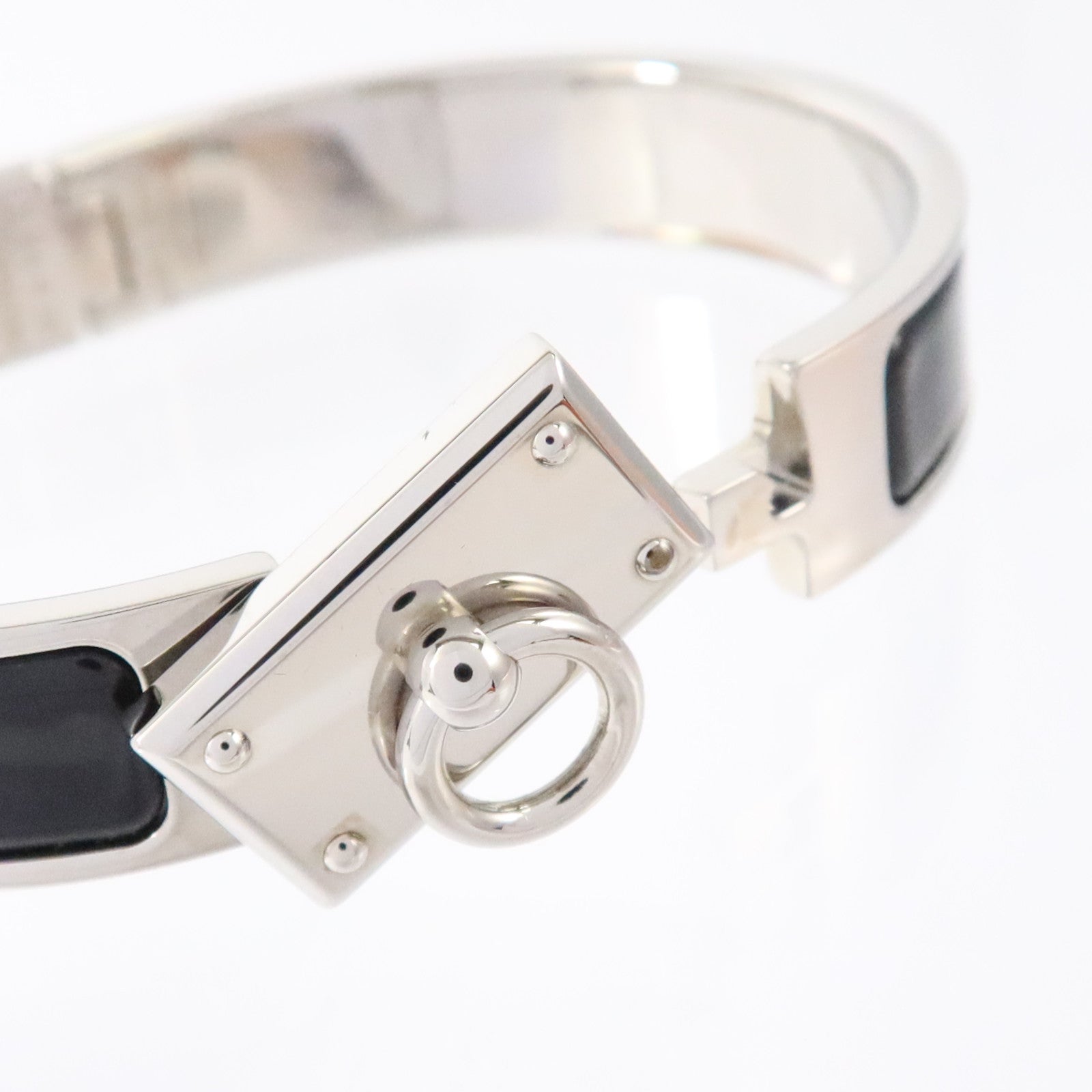 HERMES 金屬/琺瑯Clic Anneau Bracelet銀扣手鏈
