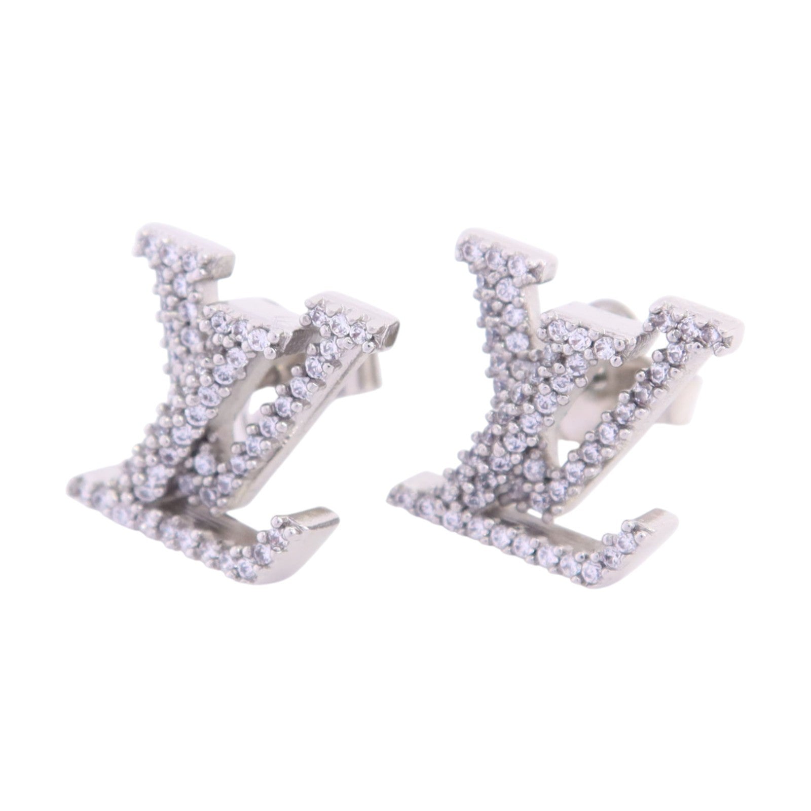 LOUIS VUITTON 金屬/璀璨水晶Iconic Earrings銀扣耳環