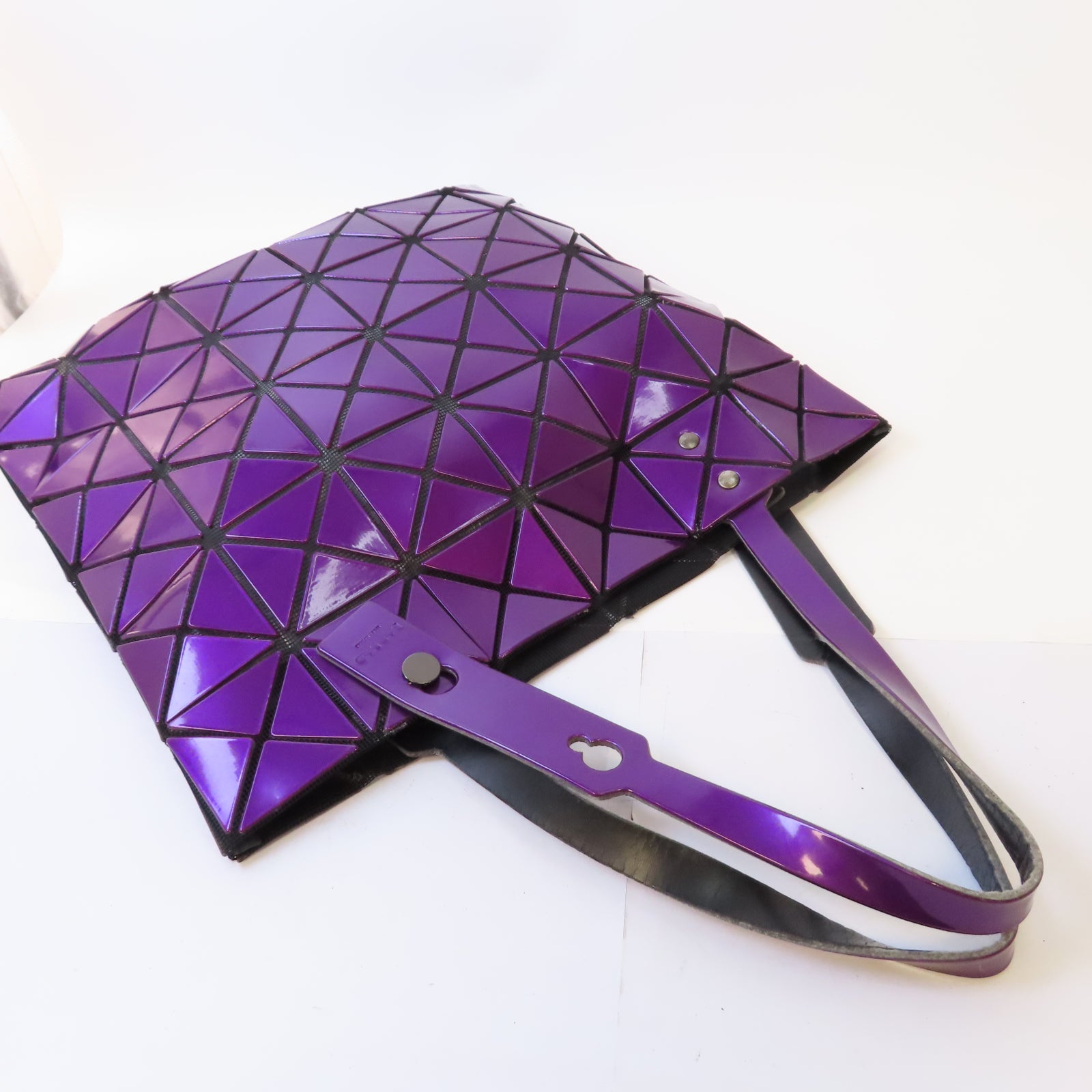 ISSEY MIYAKE PVC Bao Bao Shoulder Bag銀扣肩背袋紫色