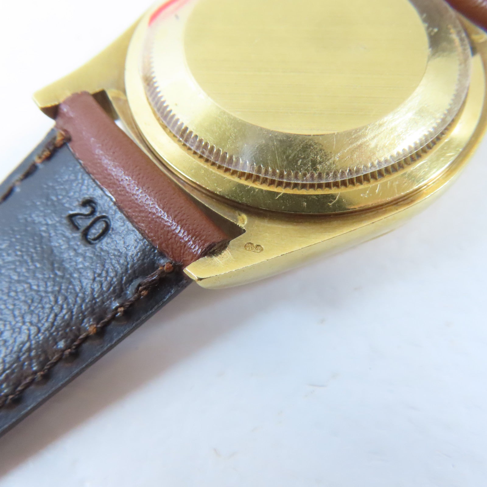 ROLEX Datejust18K黃金/皮革手錶自動機芯藍色#19cm