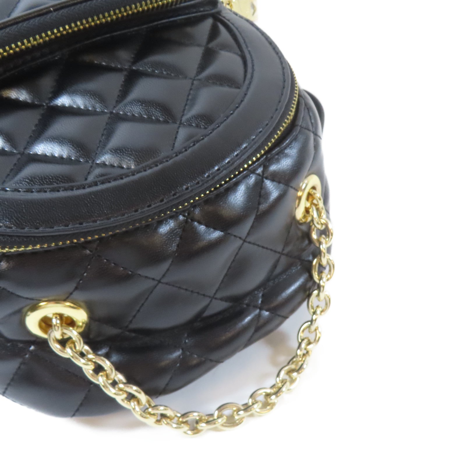 MOSCHINO 菱格塗層帆布Backpack金扣背包黑色