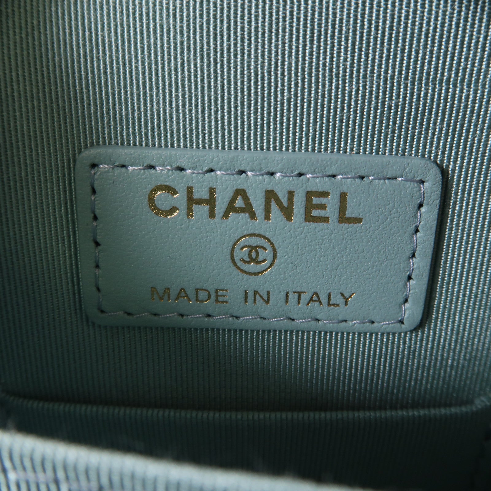 CHANEL 牛皮皮革Phone Bag金扣鏈帶肩背袋綠色