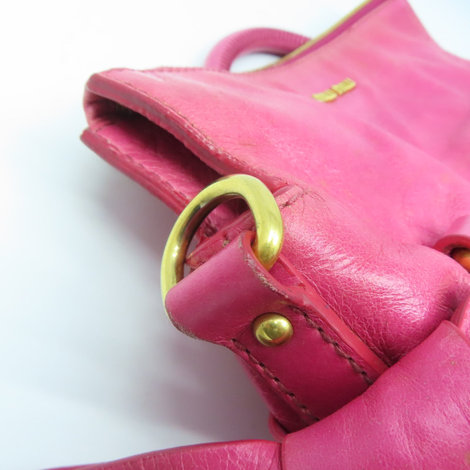 Miu Miu 牛皮皮革2 Way Shoulder Bag金扣手挽肩背兩用袋粉紅色