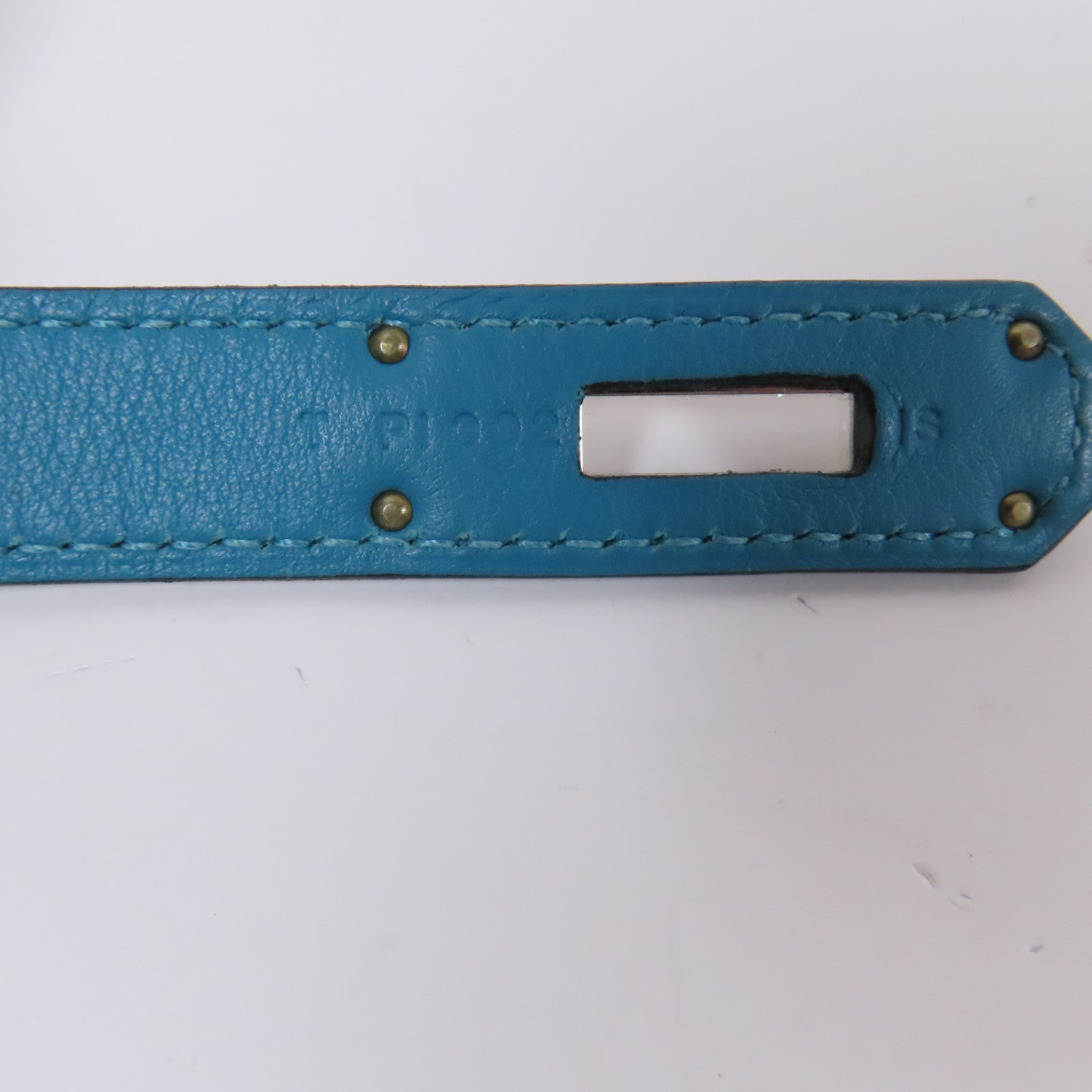HERMES 【激減優惠】Togo皮革/Swift皮革Ghillies Birkin 35銀扣手挽袋Turquoise土耳其亮藍色