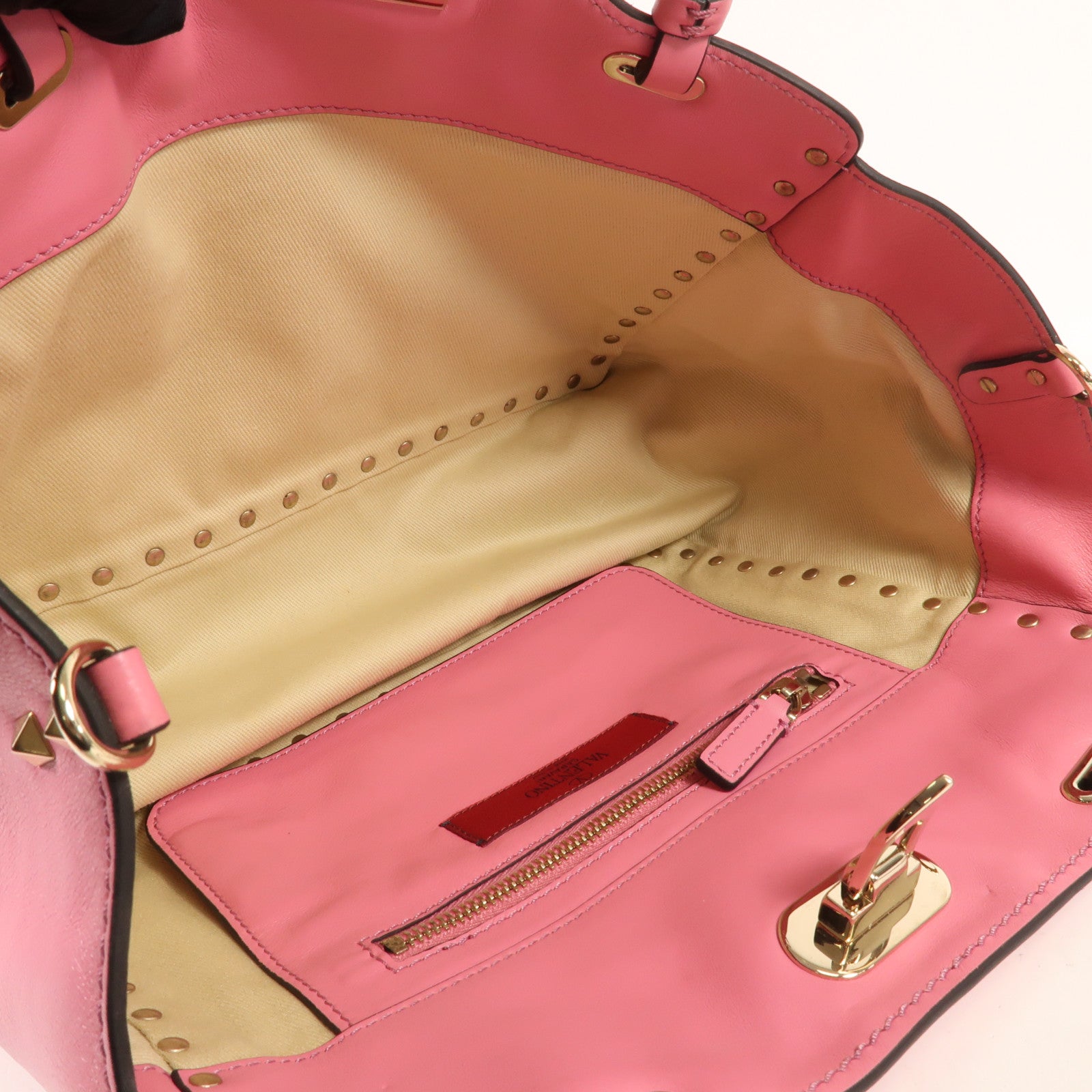 Valentino 牛皮皮革Rockstud金扣手挽肩背兩用袋