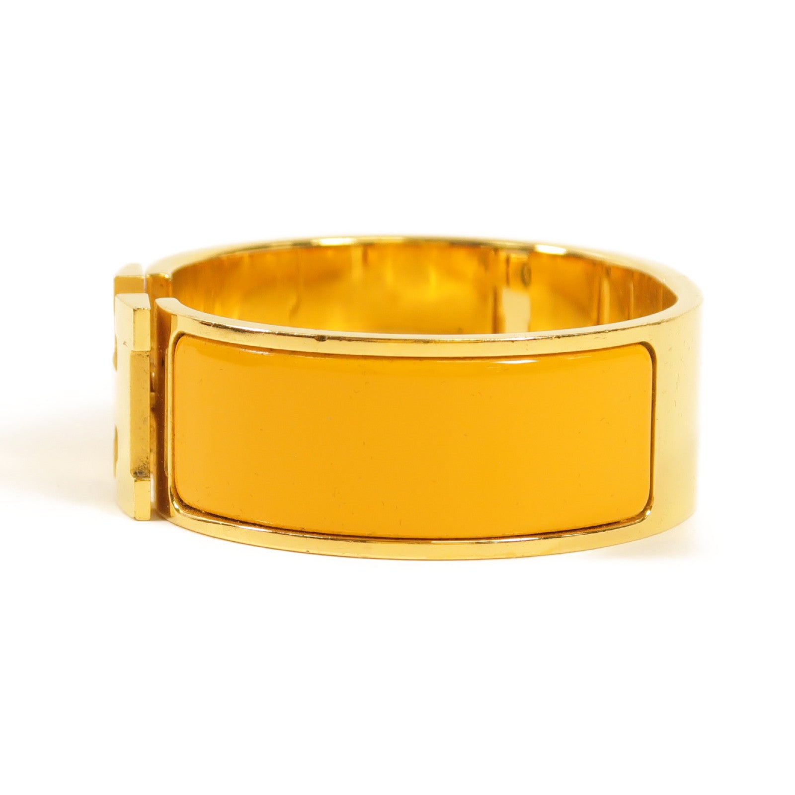 HERMES GHW Clic-Clac H Bracelet Enamel/Metal Orange