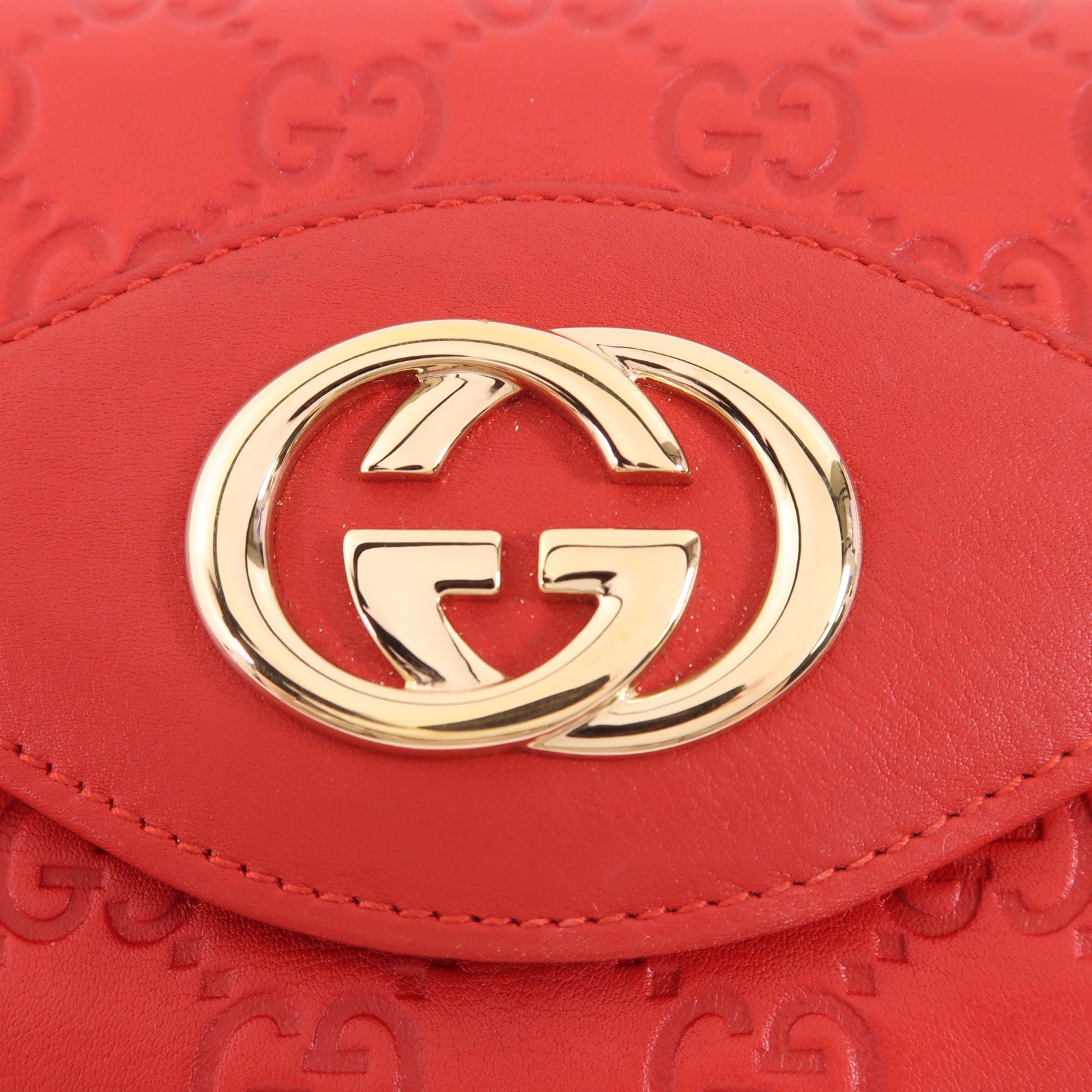 GUCCI GG GHW Long Wallet 282434 Calfskin Leather Red