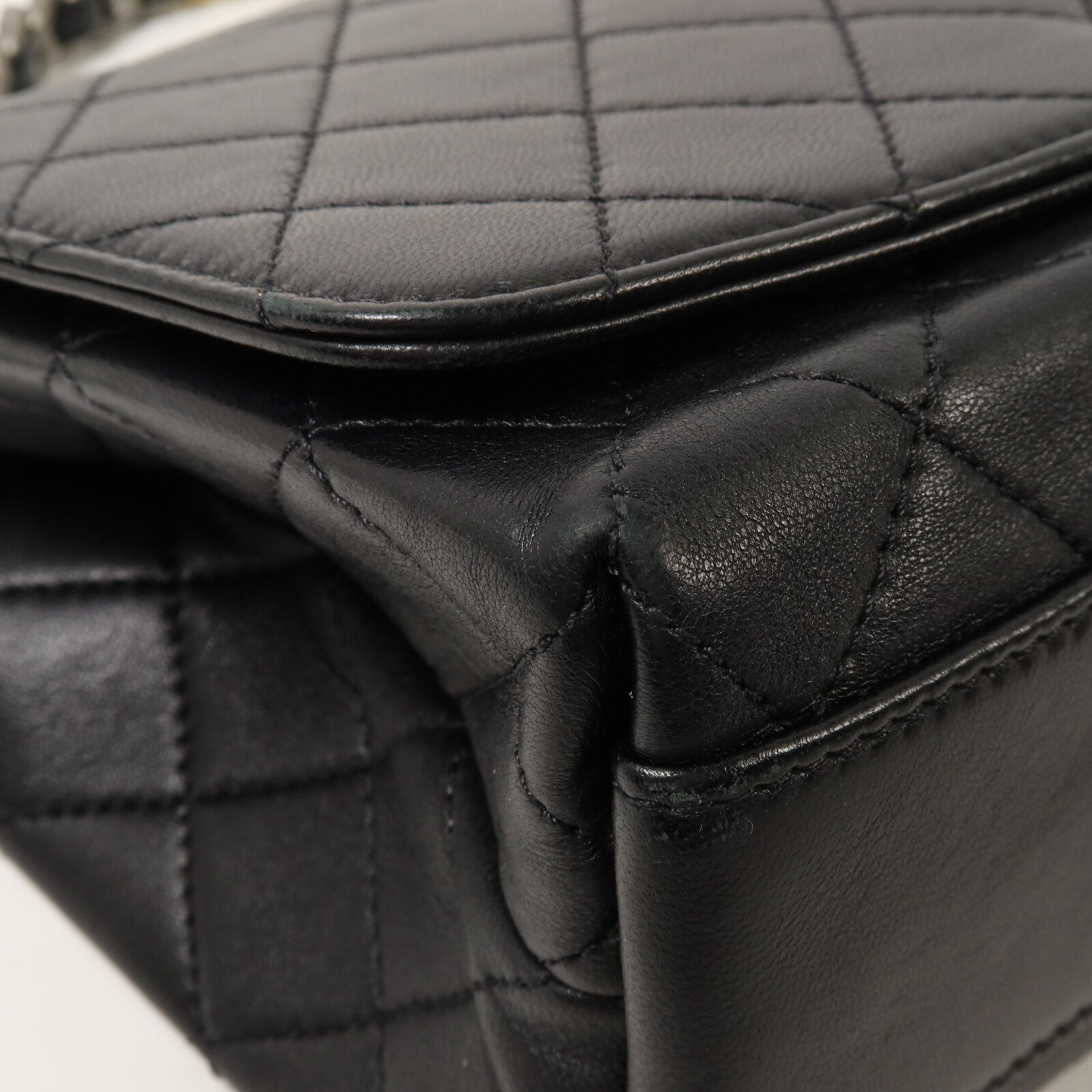 CHANEL 羊皮皮革Top Handle Flap鏈帶手挽肩背兩用袋
