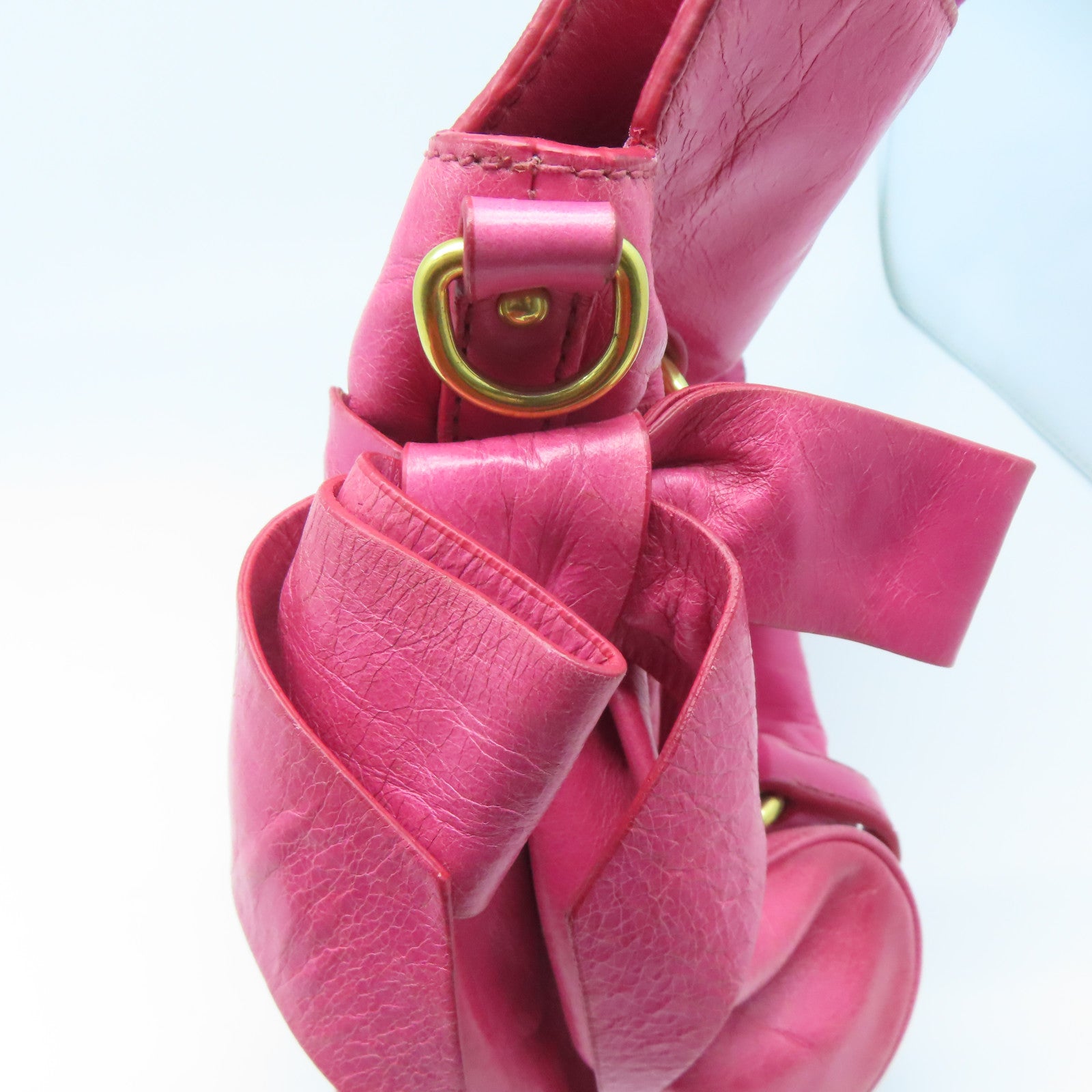 Miu Miu 牛皮皮革2 Way Shoulder Bag金扣手挽肩背兩用袋粉紅色
