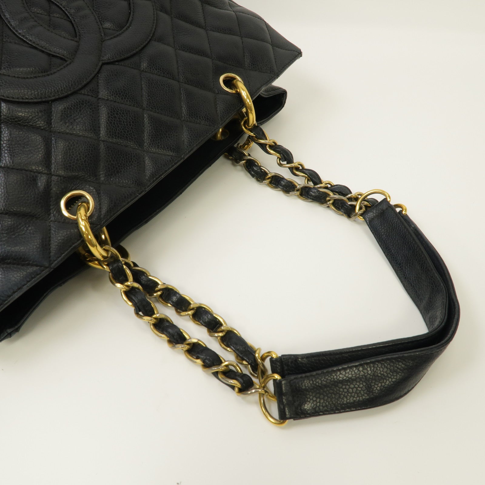 CHANEL 【激減優惠】菱格Caviar皮革GST金扣鏈帶肩背袋黑色
